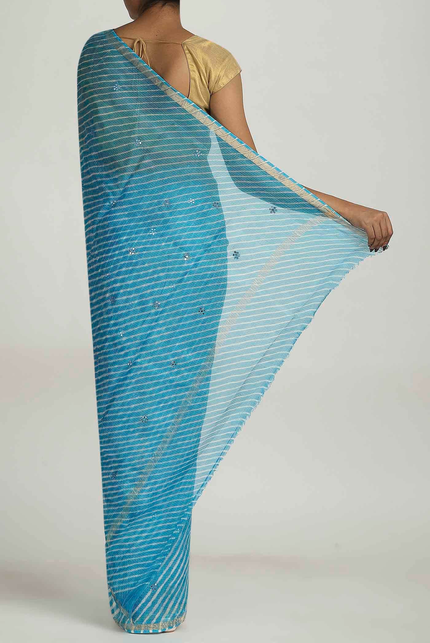 Blue Bandhani Georgette Saree