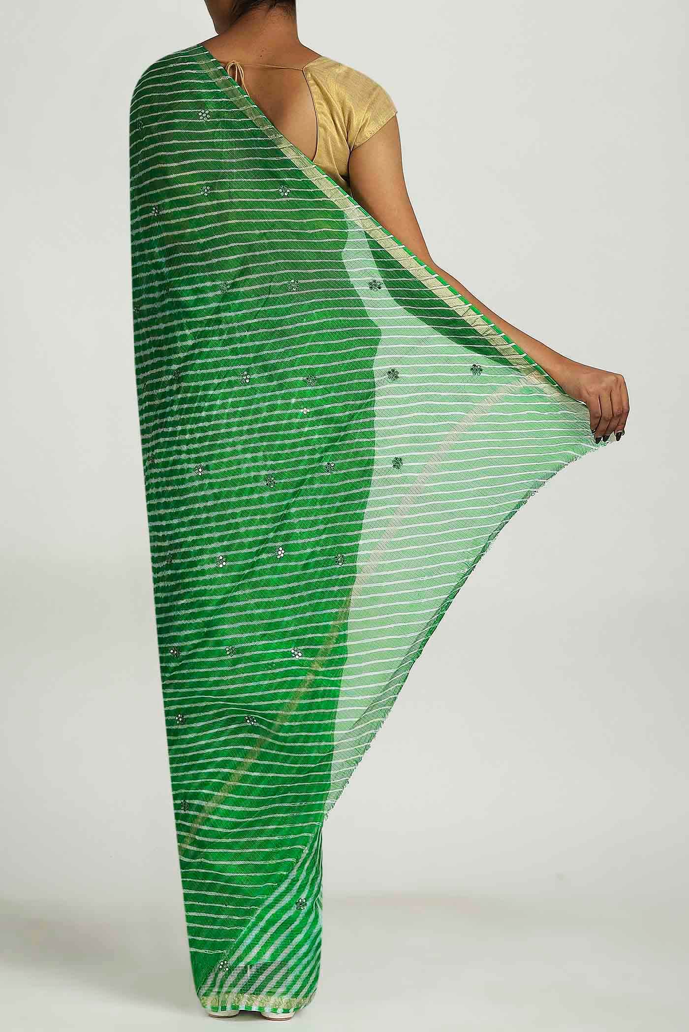 Green Bandhani Georgette Saree