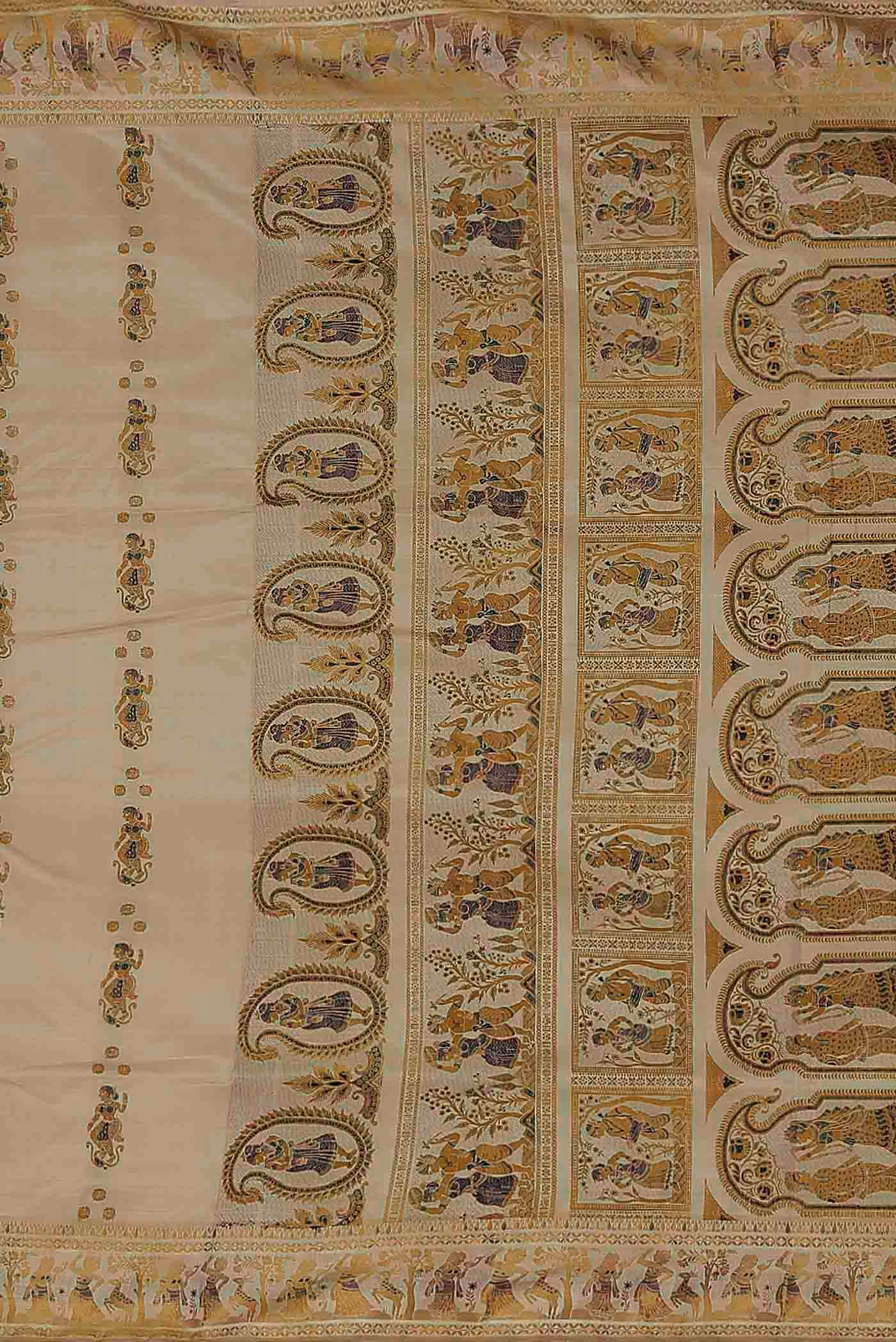 Beige Baluchari Silk Saree