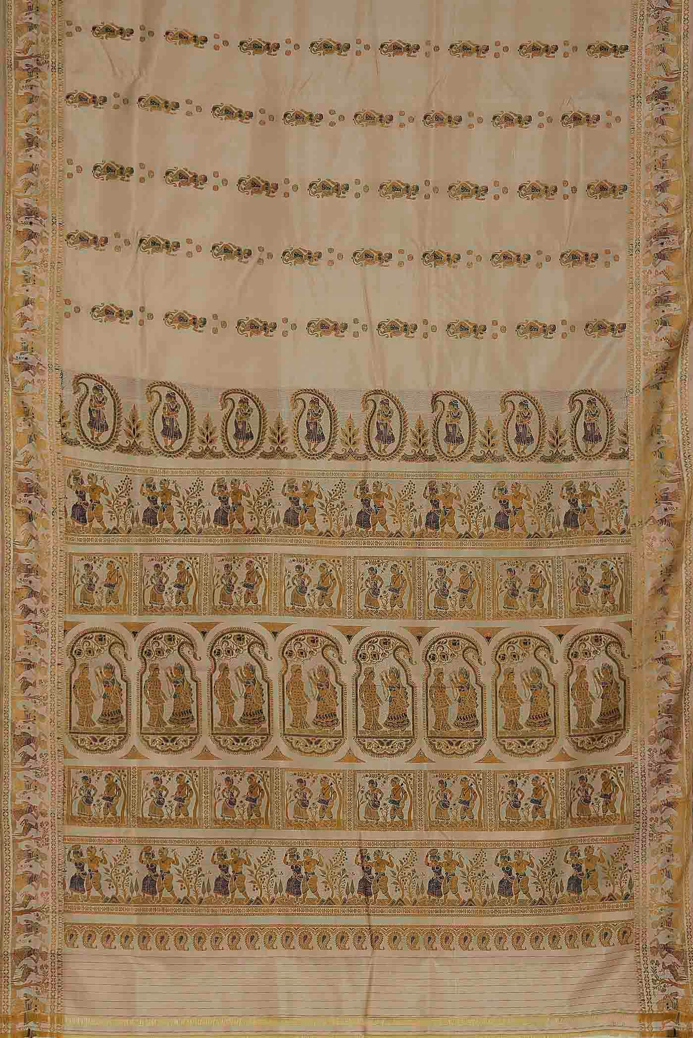 Beige Baluchari Silk Saree