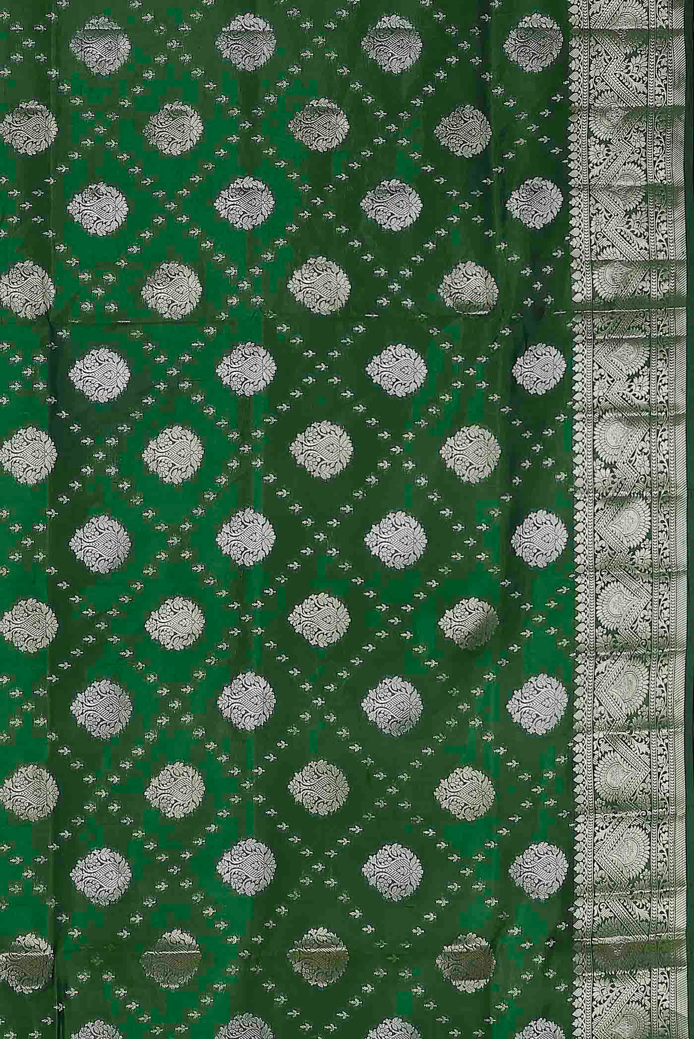 Green Banarasi Raw Silk Saree