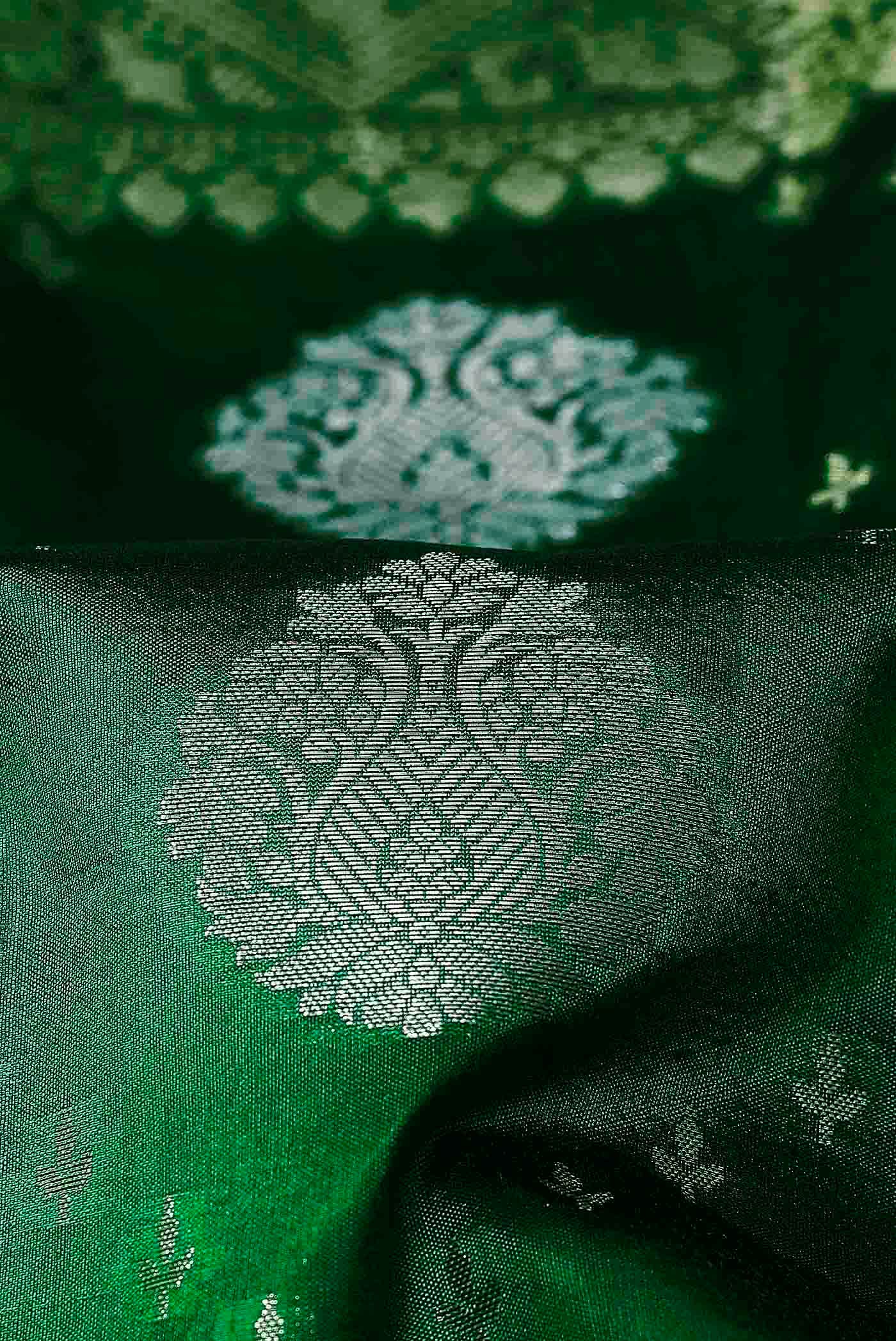 Green Banarasi Raw Silk Saree