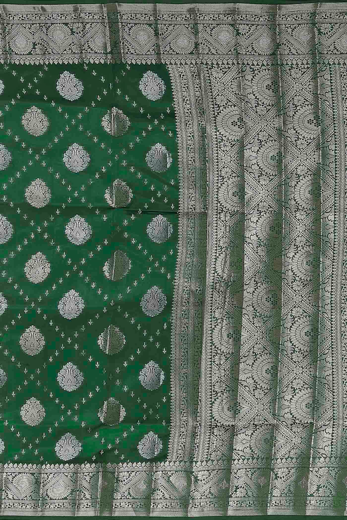 Green Banarasi Raw Silk Saree