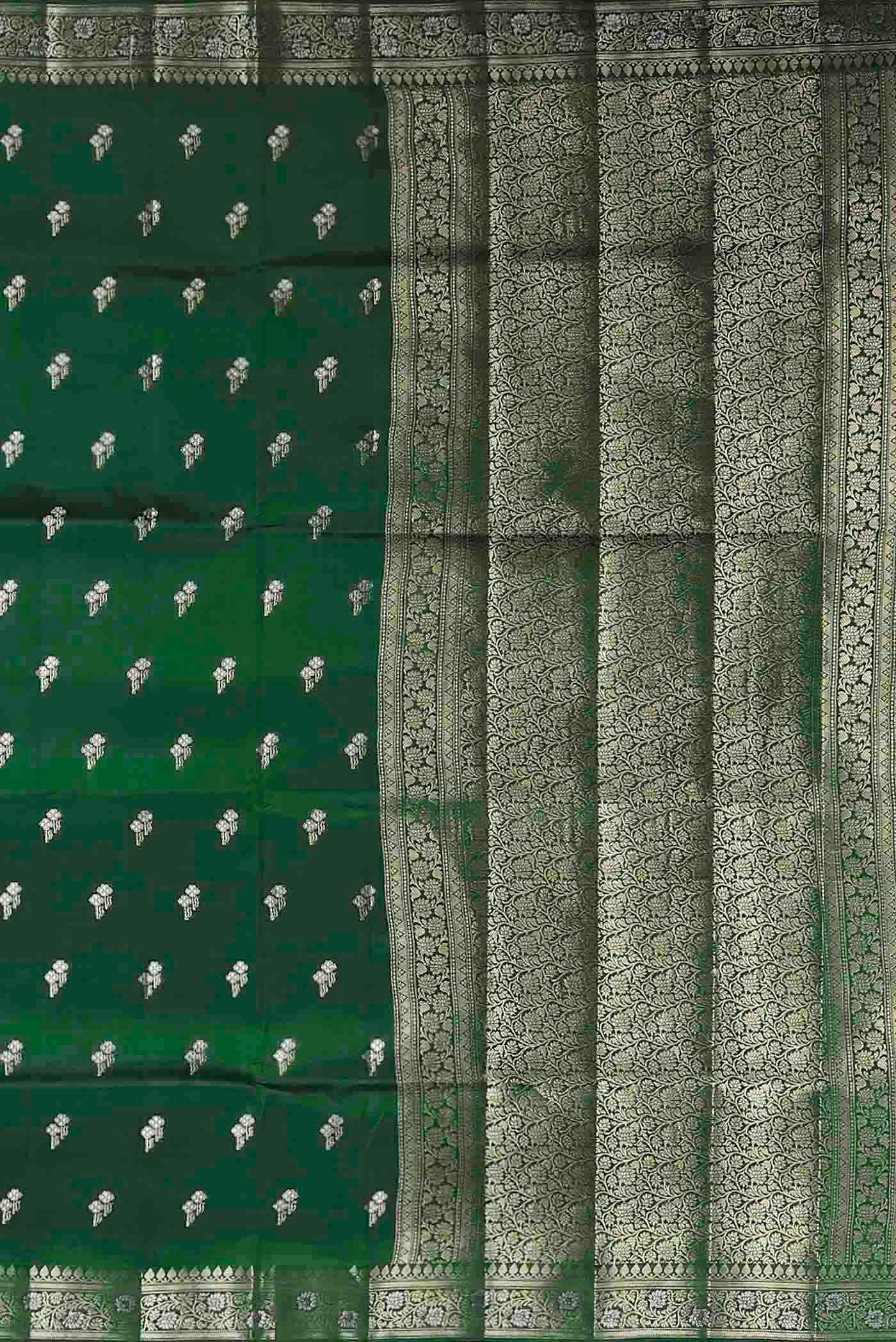 Green Banarasi Raw Silk Saree