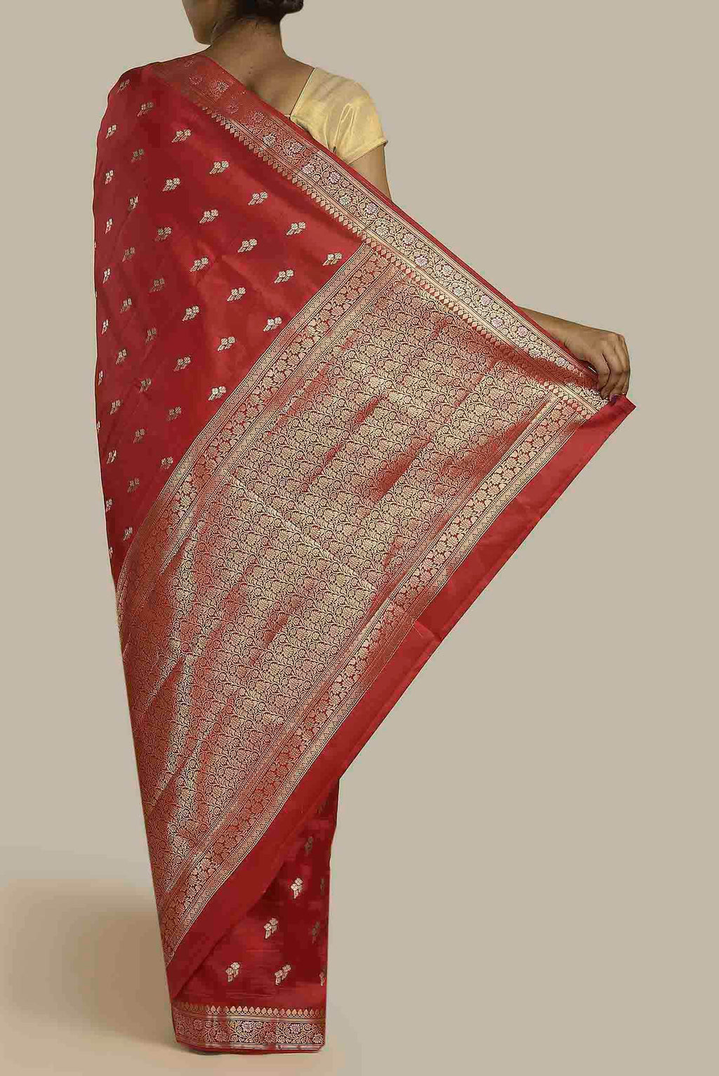 Red Banarasi Raw Silk Saree