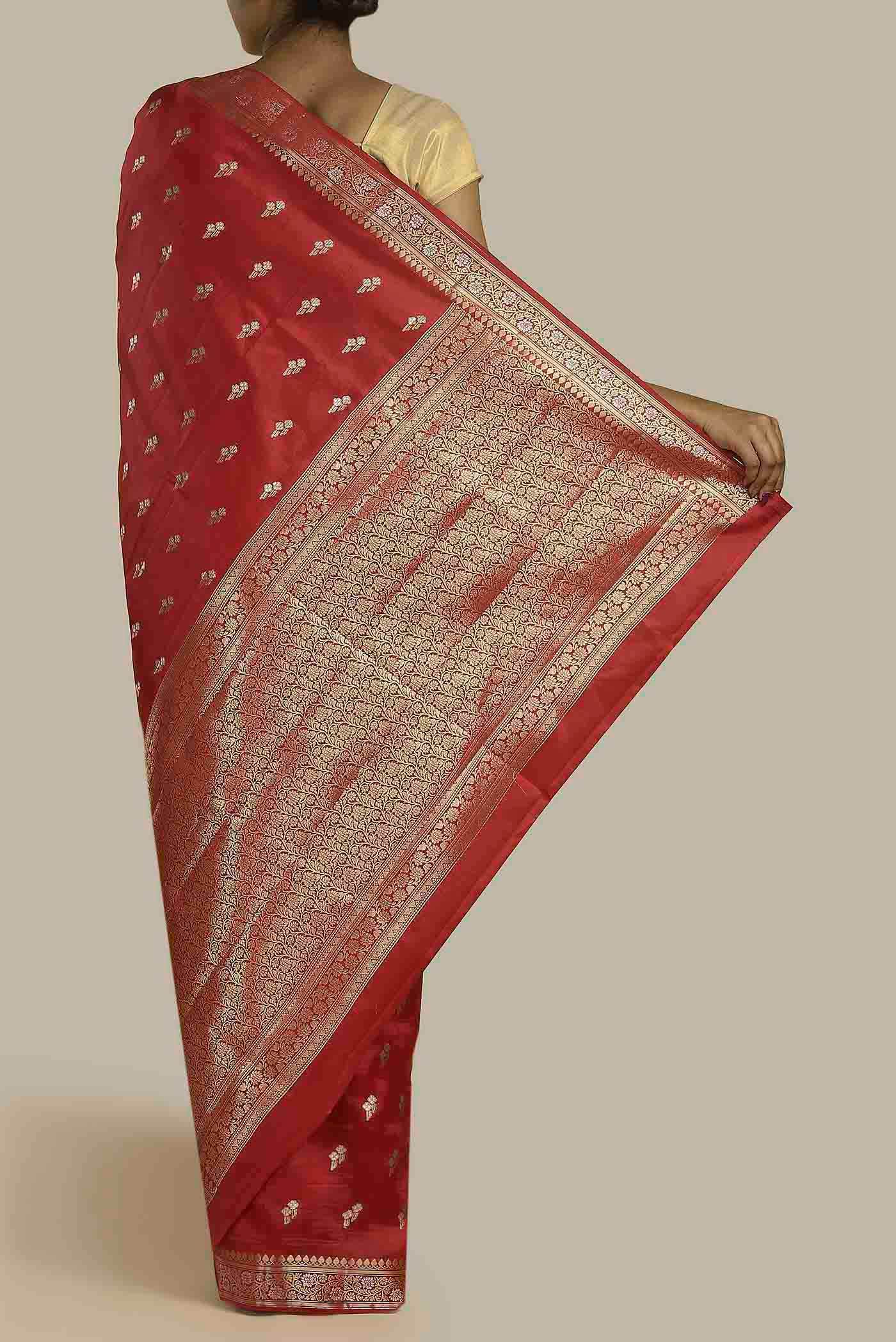 Red Banarasi Raw Silk Saree