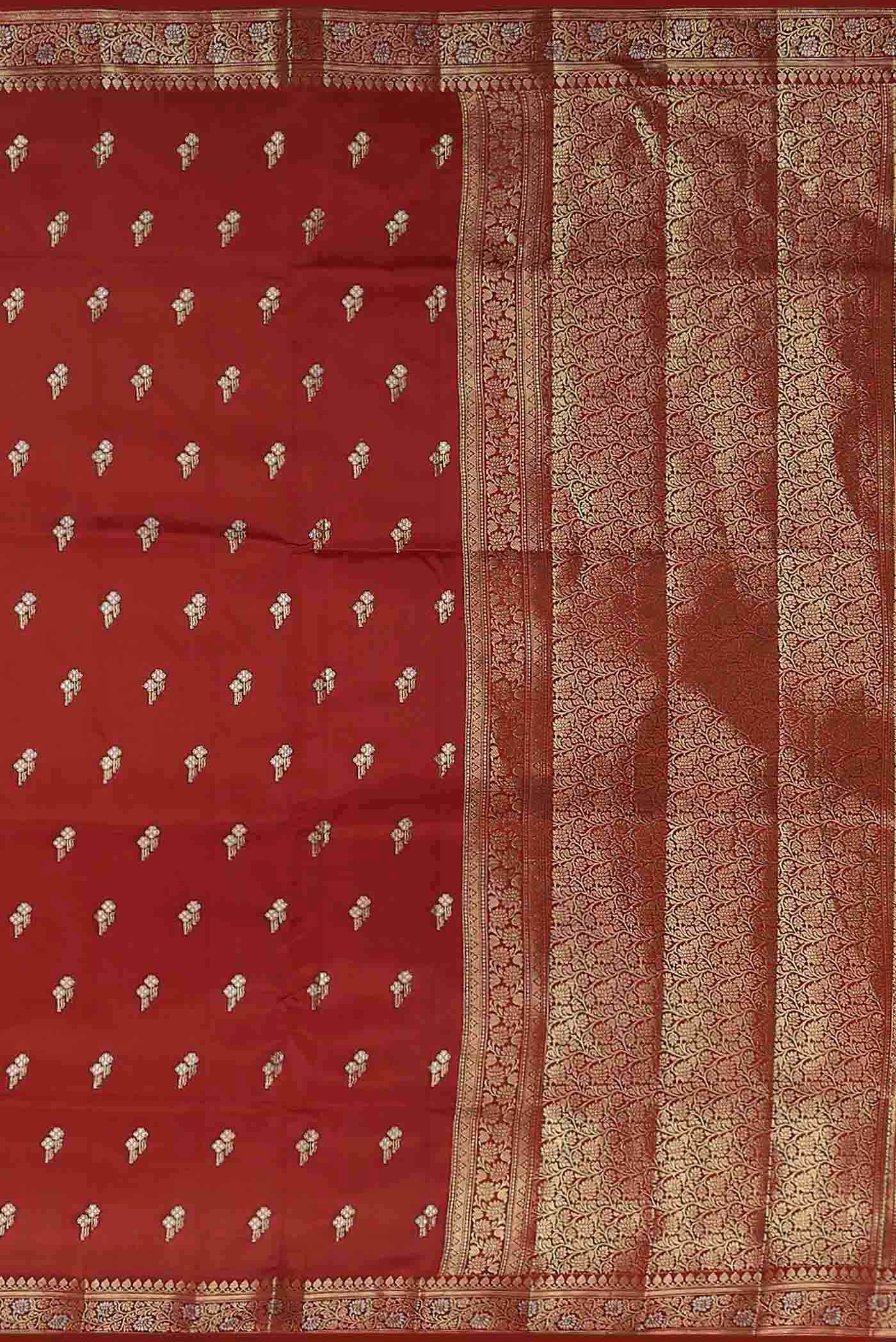 Red Banarasi Raw Silk Saree