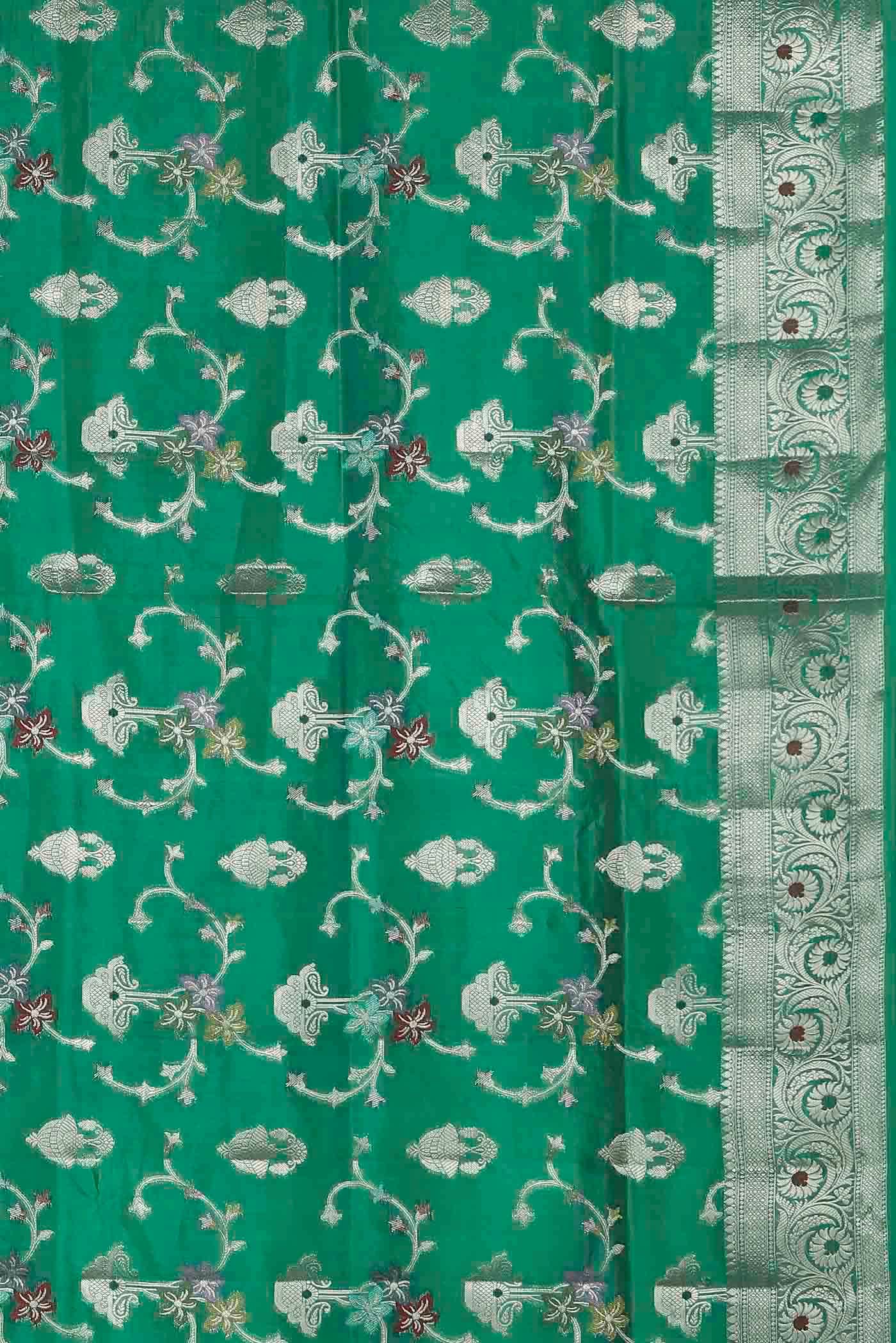 Sea Green Banarasi Raw Silk Saree