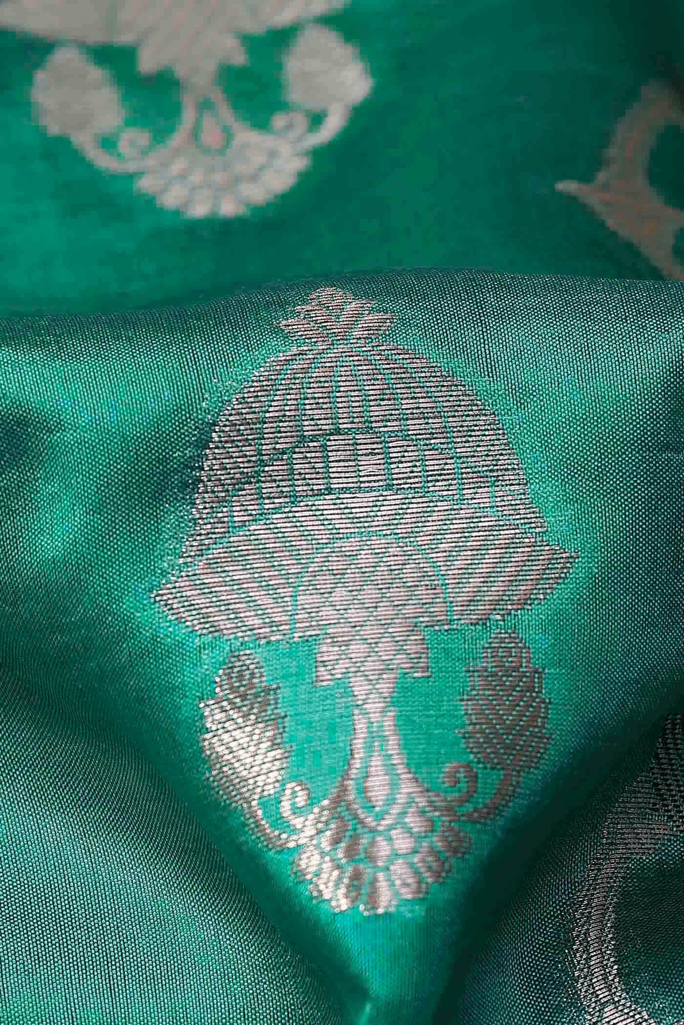 Sea Green Banarasi Raw Silk Saree