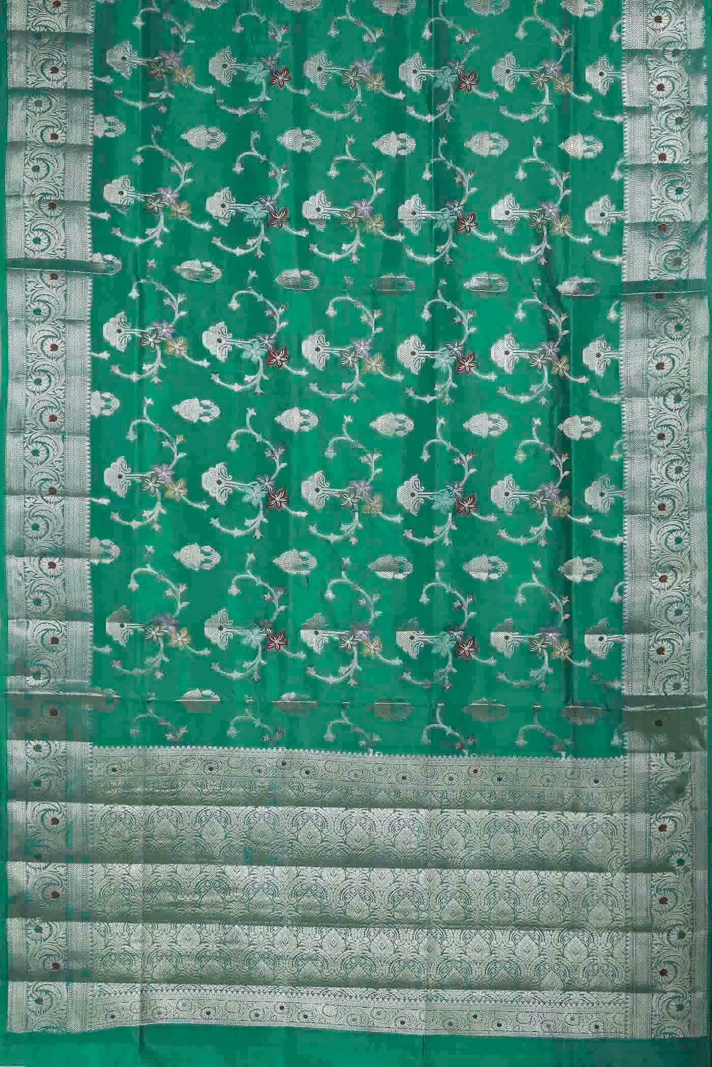 Sea Green Banarasi Raw Silk Saree