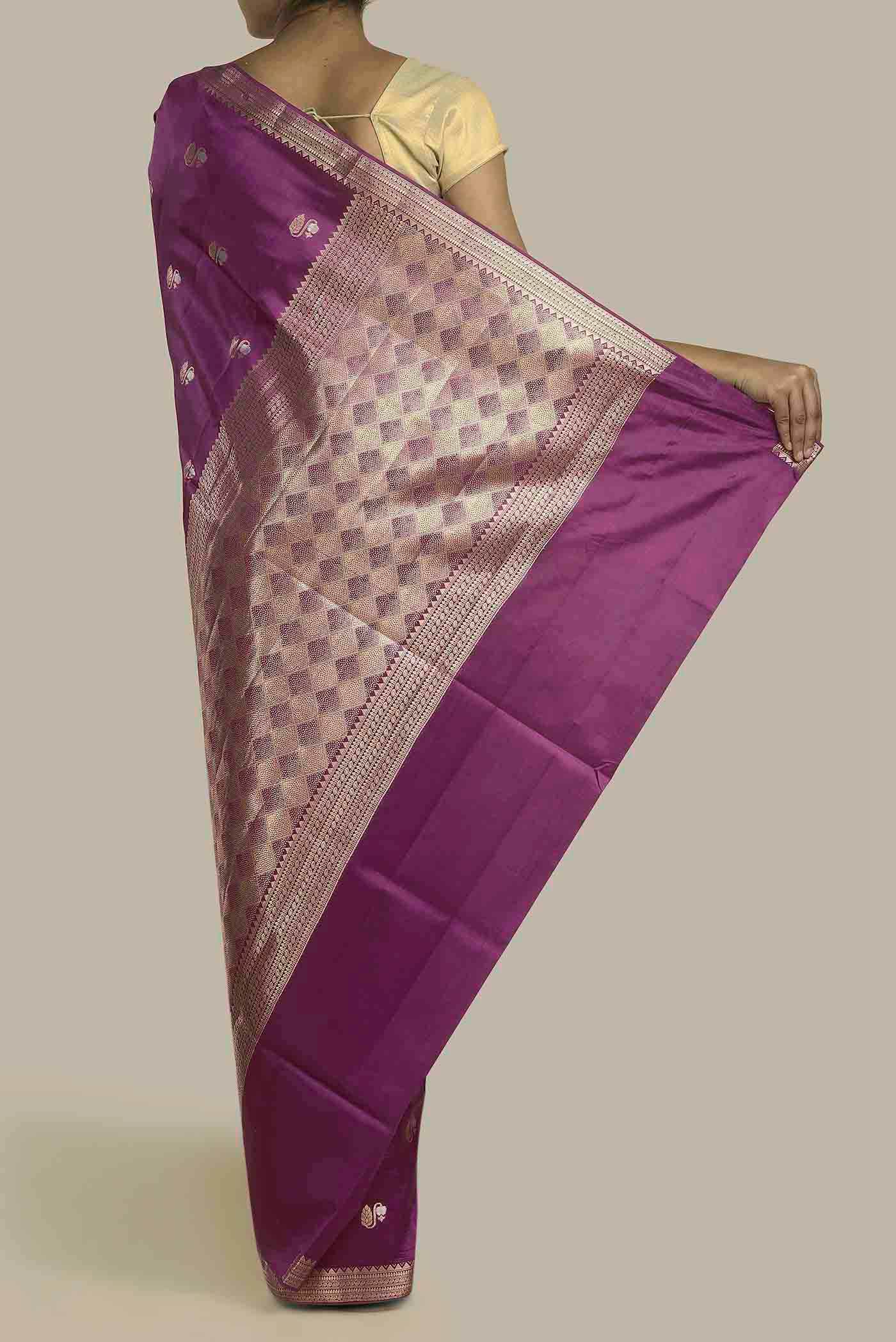 Magenta Banarasi Raw Silk Saree