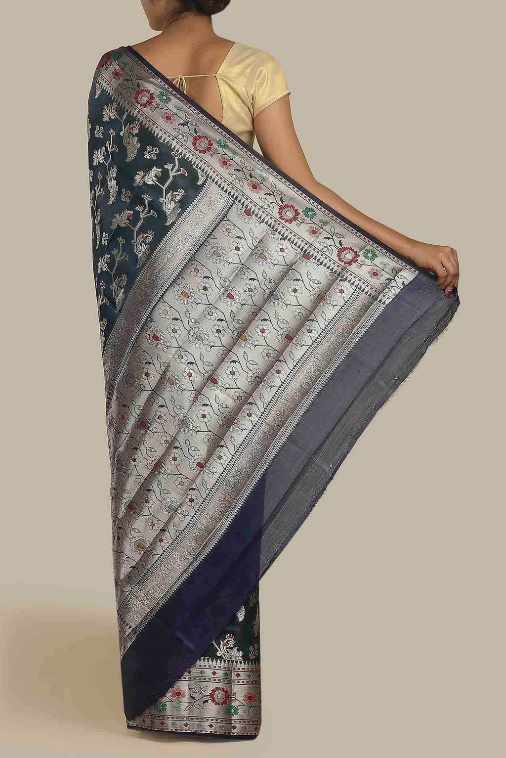 Blue Banarasi Raw Silk Saree