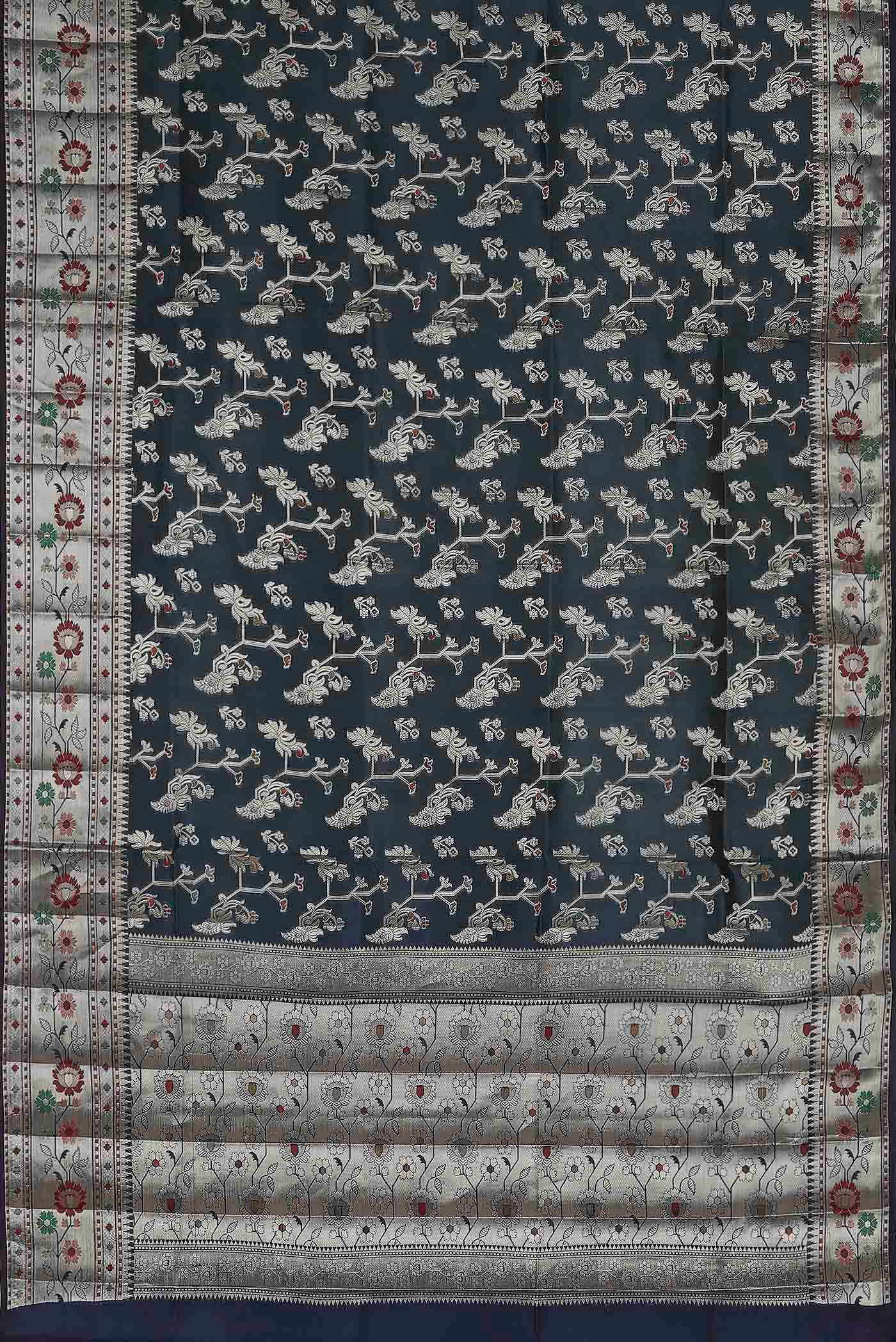 Blue Banarasi Raw Silk Saree