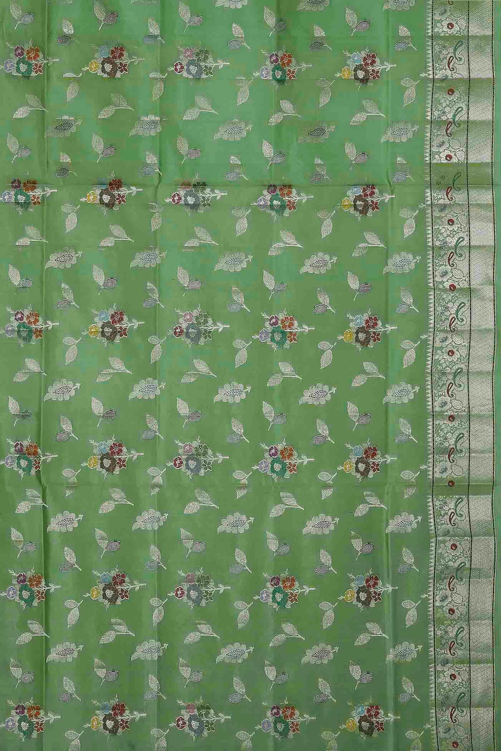 Green Banarasi Raw Silk Saree