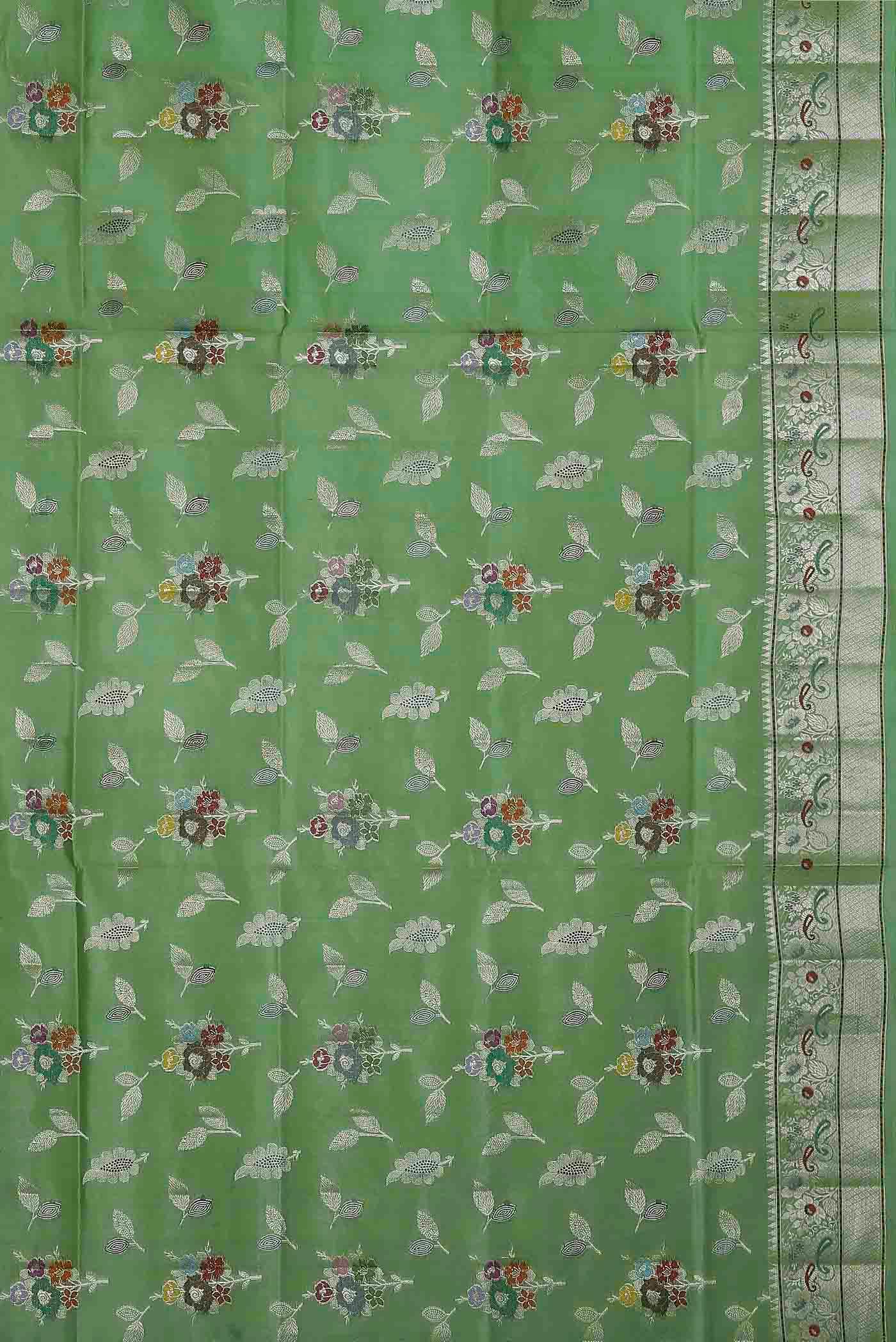 Green Banarasi Raw Silk Saree