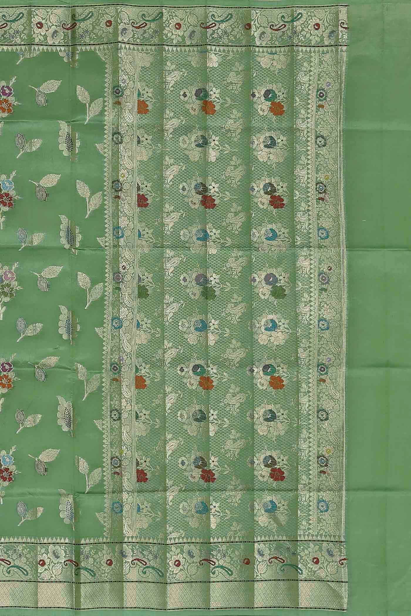 Green Banarasi Raw Silk Saree