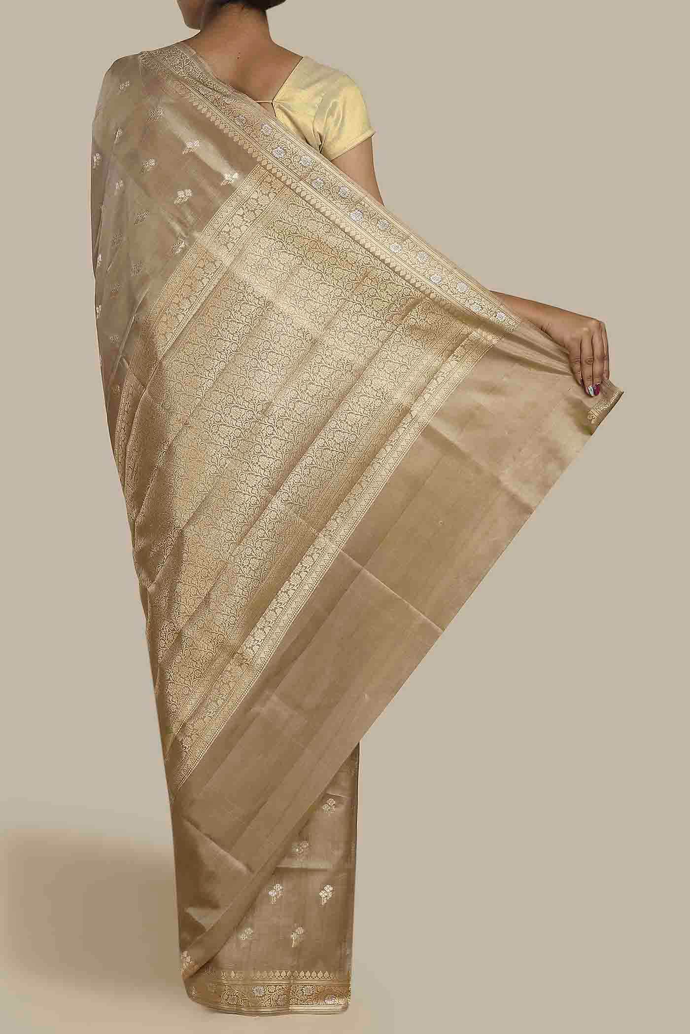 Beige Banarasi Raw Silk Saree