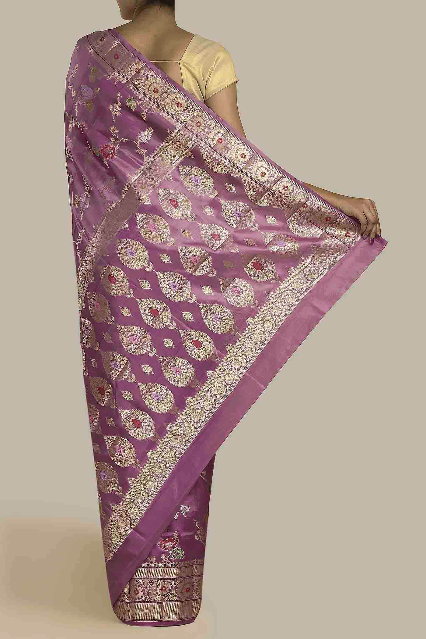 Lavender Banarasi Raw Silk Saree