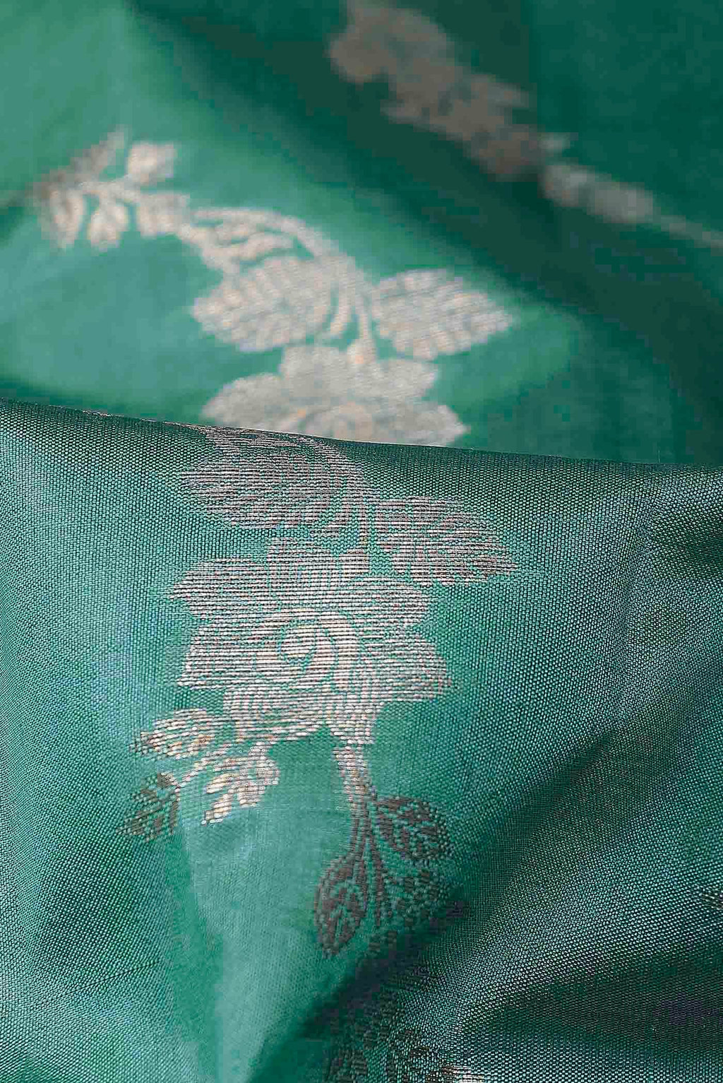 Green Banarasi Raw Silk Saree