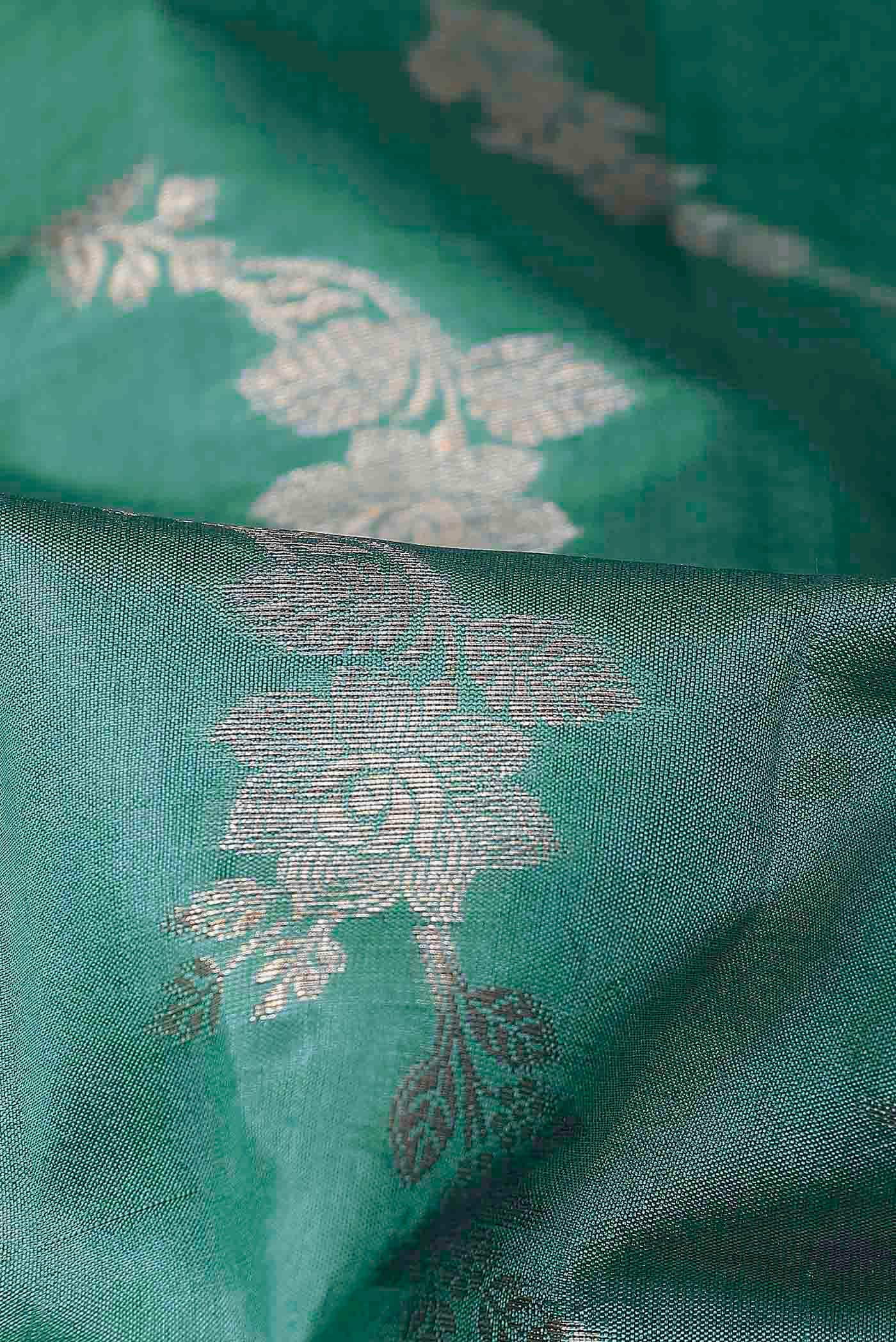 Green Banarasi Raw Silk Saree