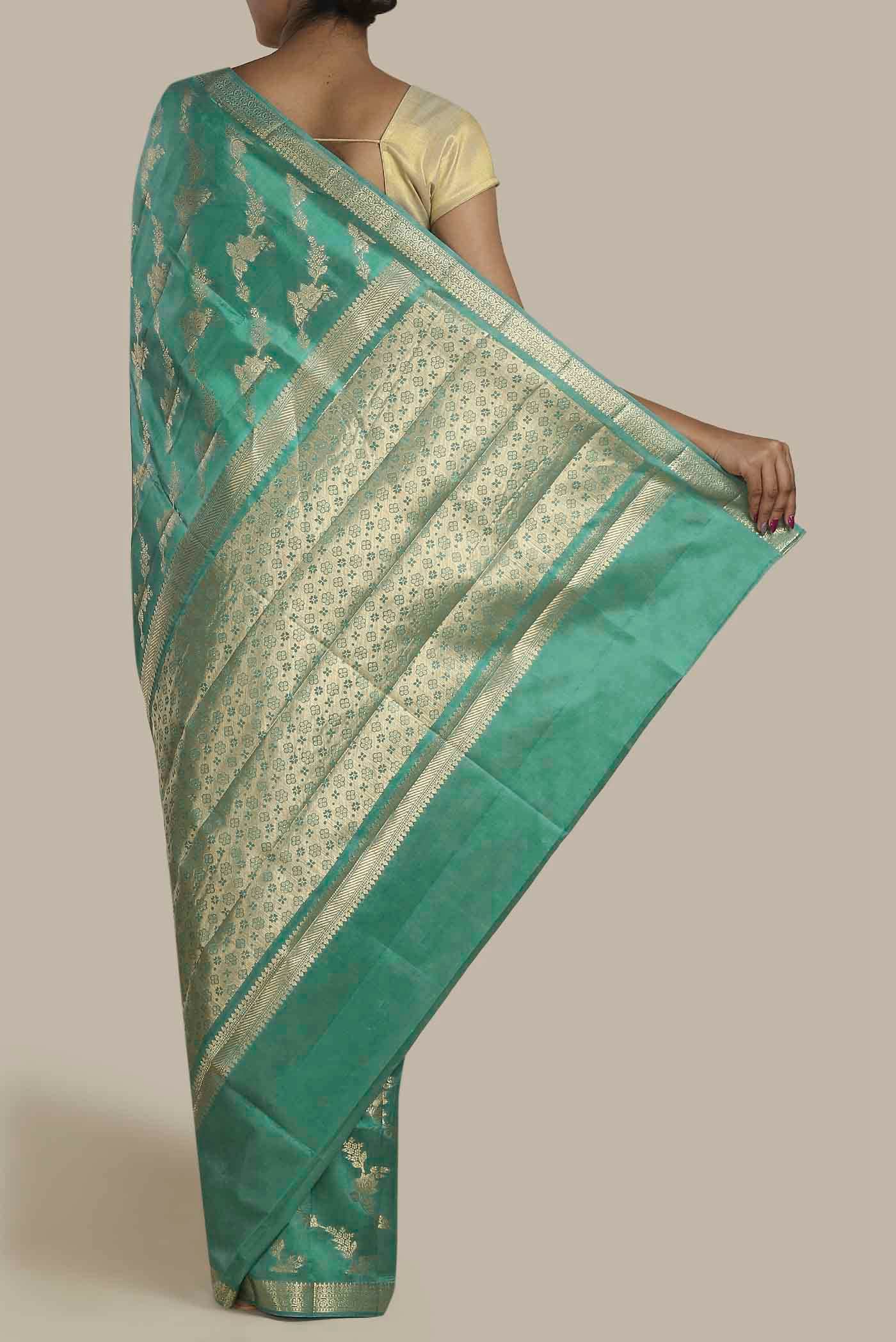 Green Banarasi Raw Silk Saree