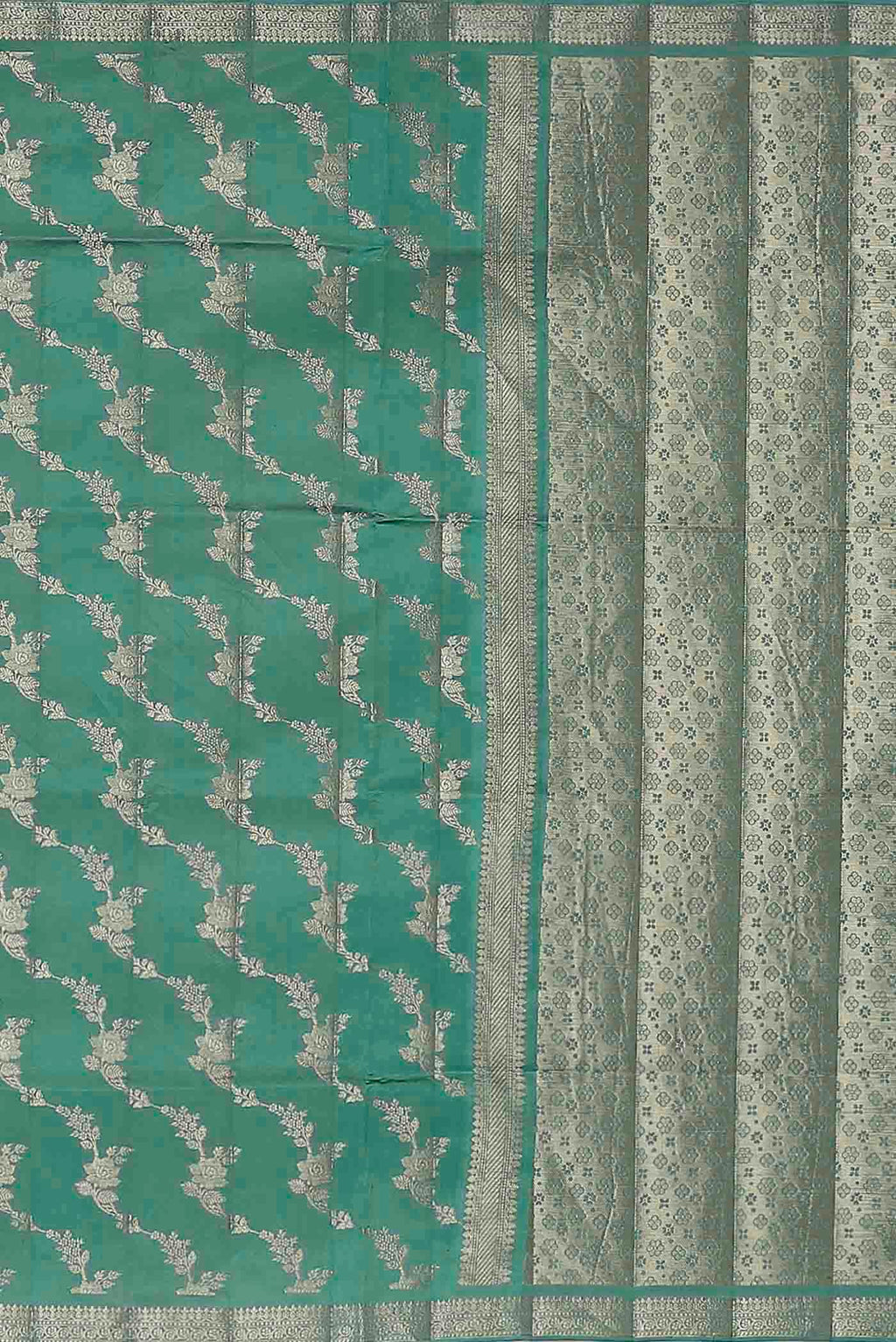 Green Banarasi Raw Silk Saree