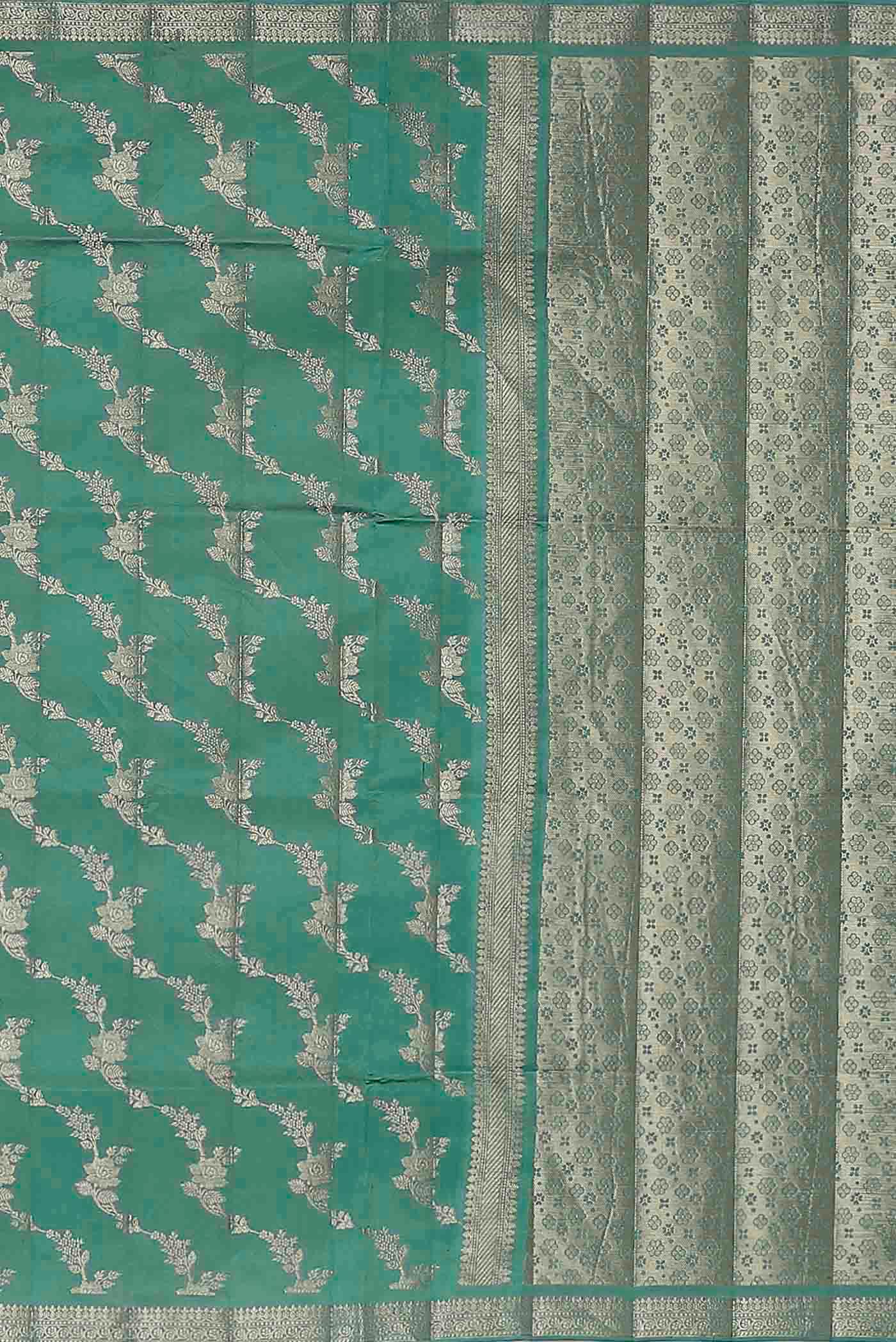 Green Banarasi Raw Silk Saree