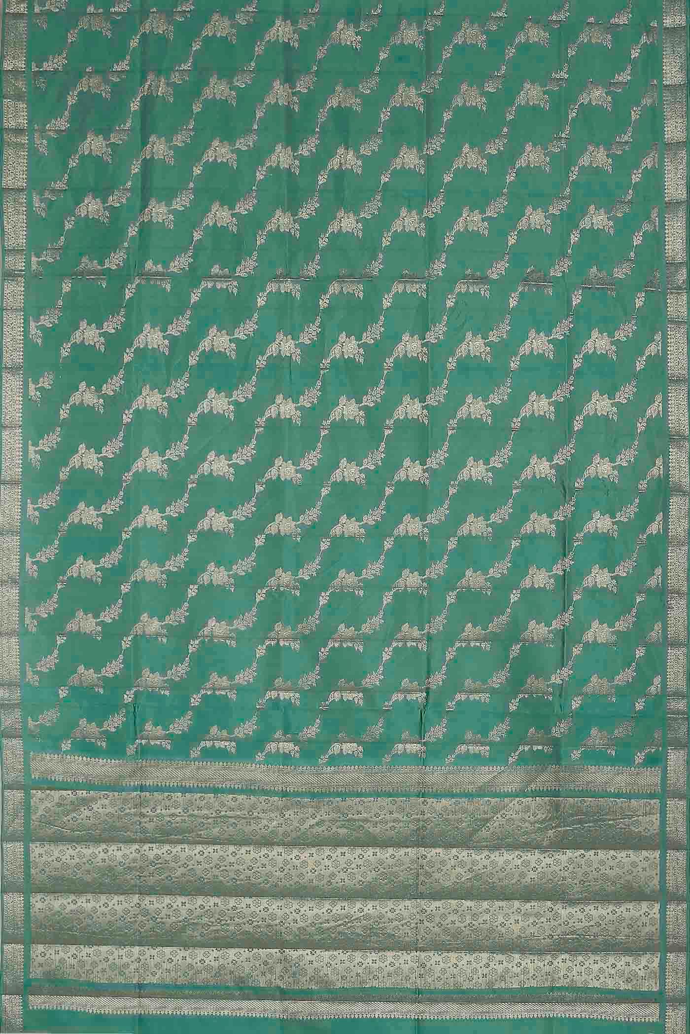 Green Banarasi Raw Silk Saree
