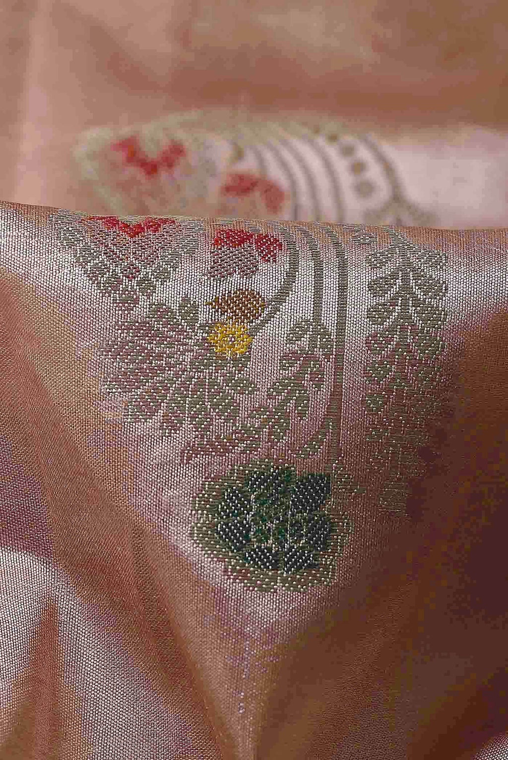 Peach Banarasi Raw Silk Saree