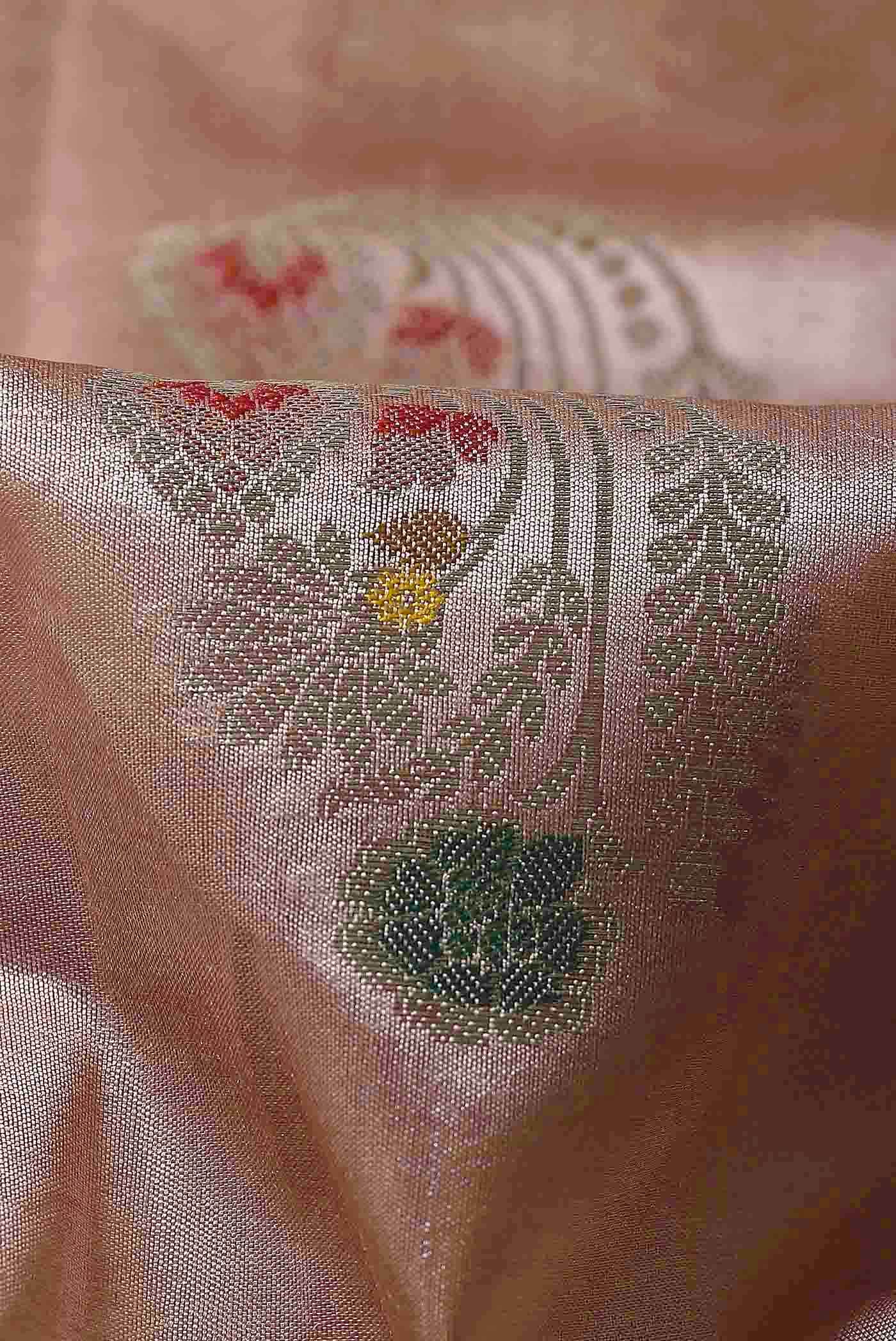 Peach Banarasi Raw Silk Saree