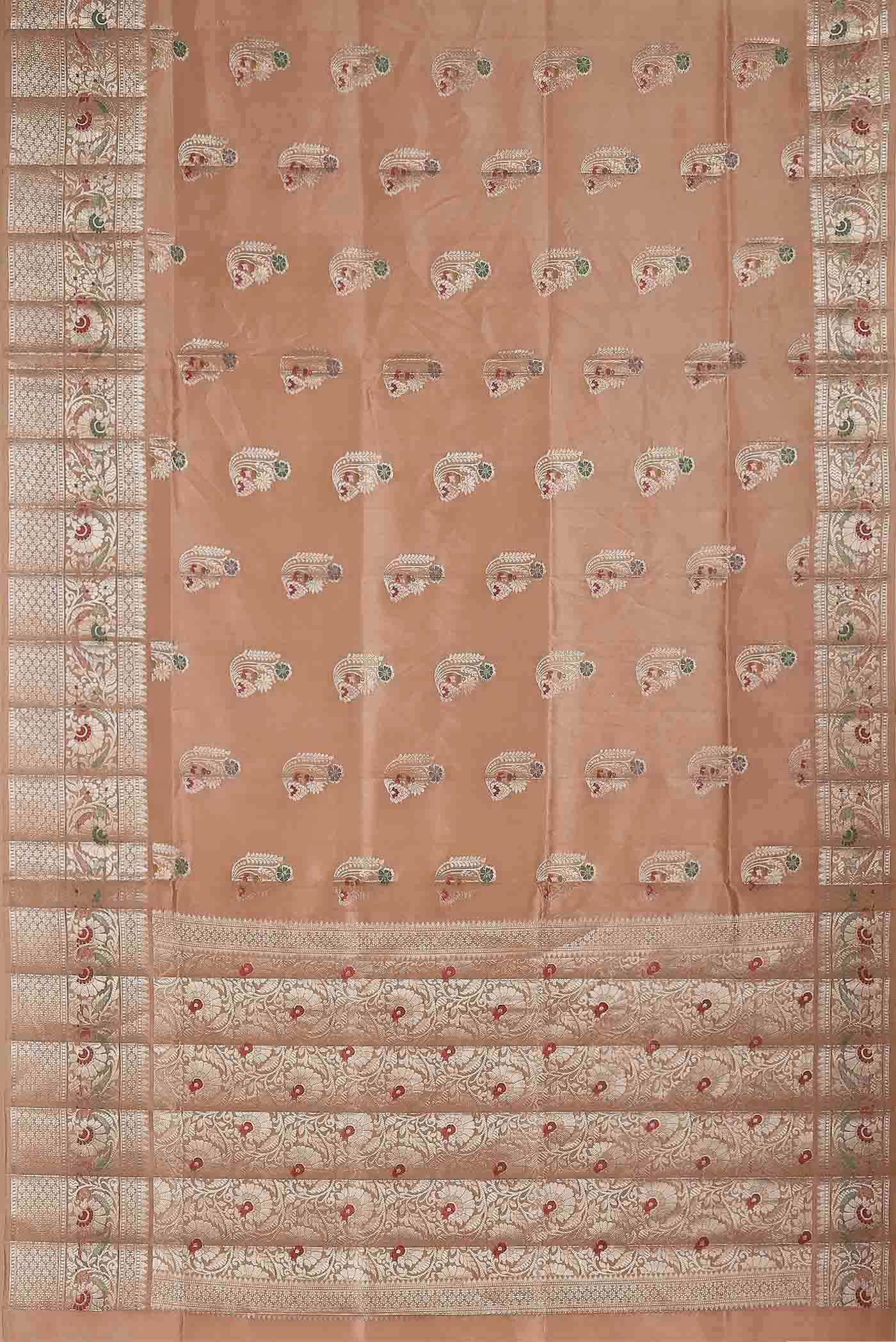 Peach Banarasi Raw Silk Saree