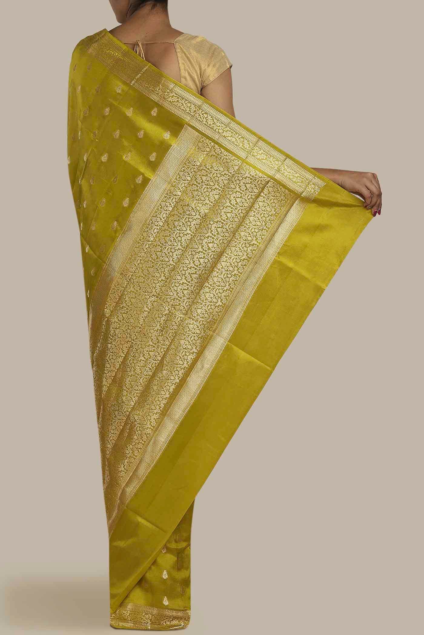 Green Banarasi Raw Silk Saree