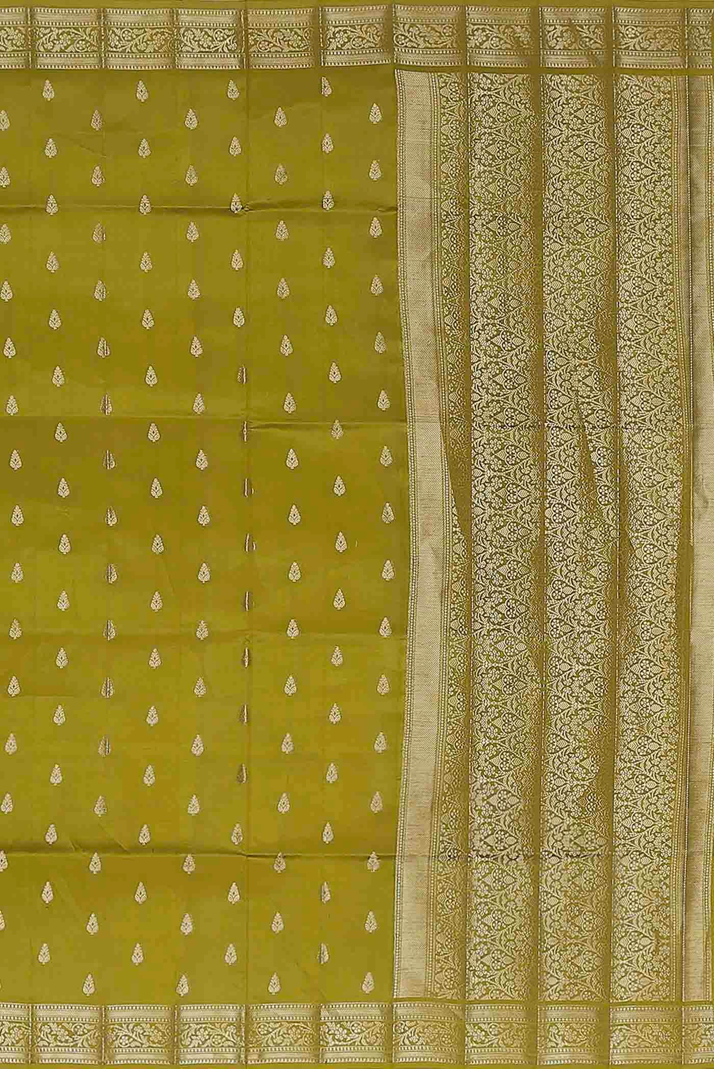 Green Banarasi Raw Silk Saree