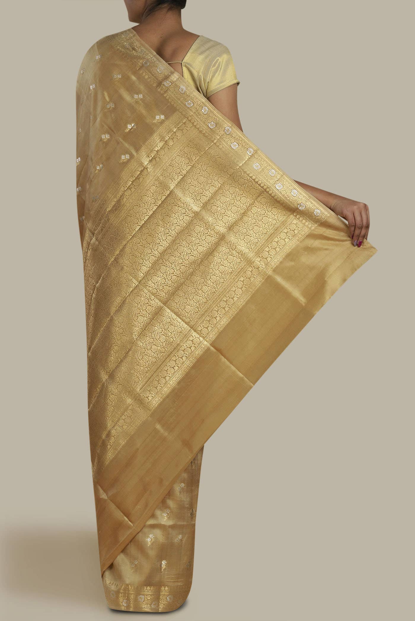 Beige Banarasi Raw Silk Saree