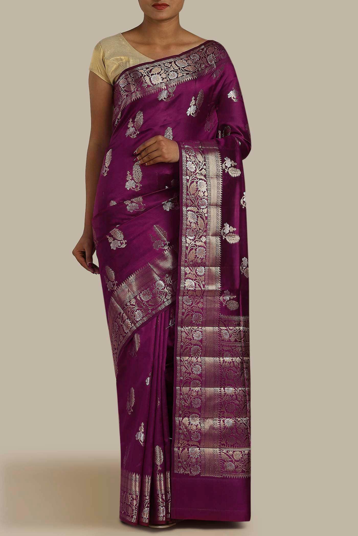 Purple Banarasi Raw Silk Saree