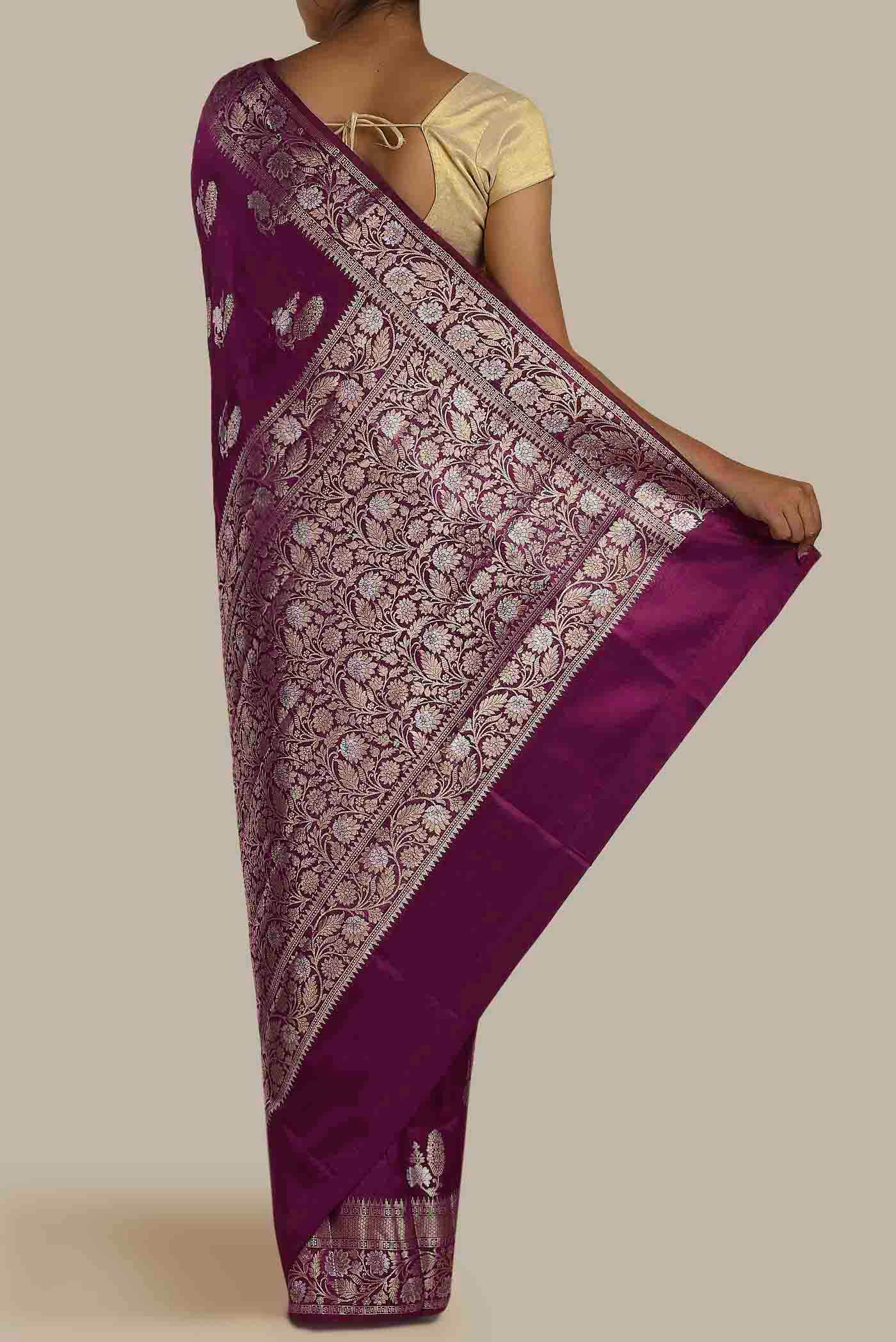 Purple Banarasi Raw Silk Saree