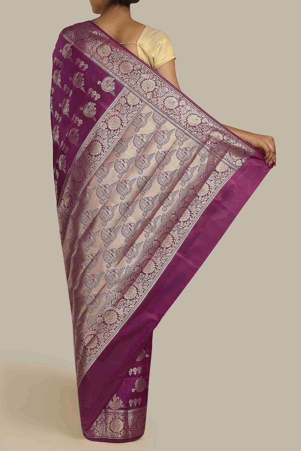 Magenta Banarasi Raw Silk Saree