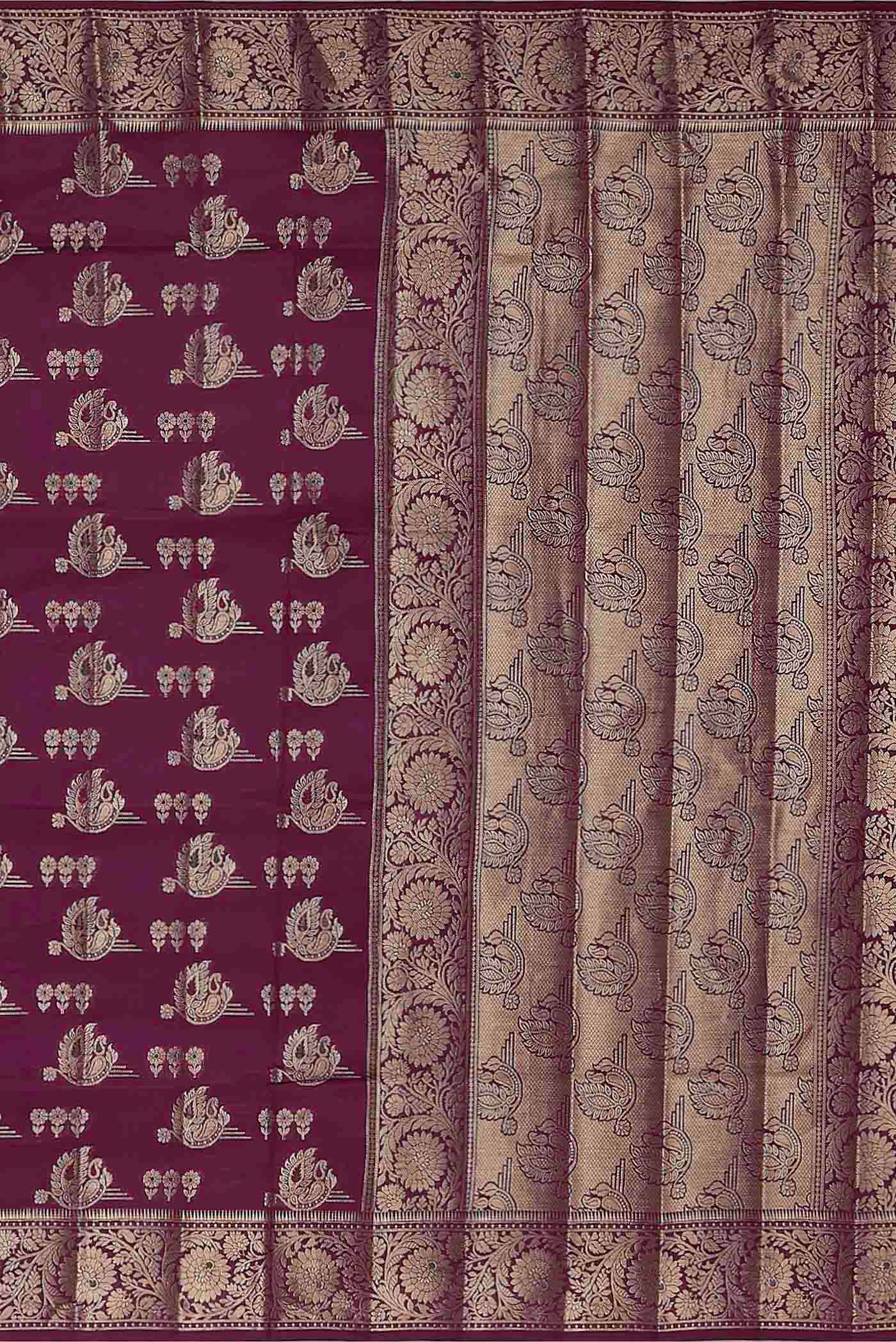 Magenta Banarasi Raw Silk Saree