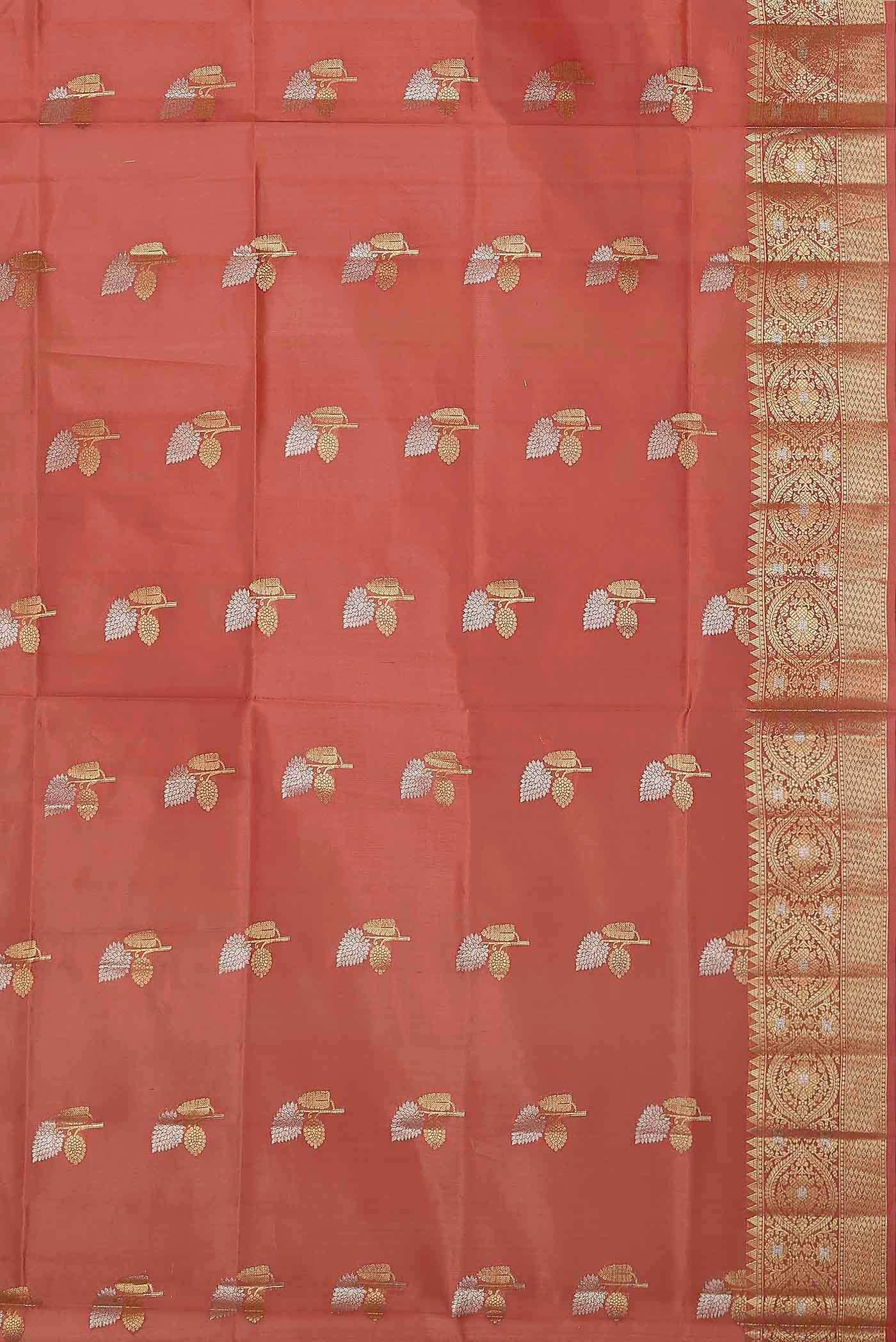 Coral Banarasi Raw Silk Saree