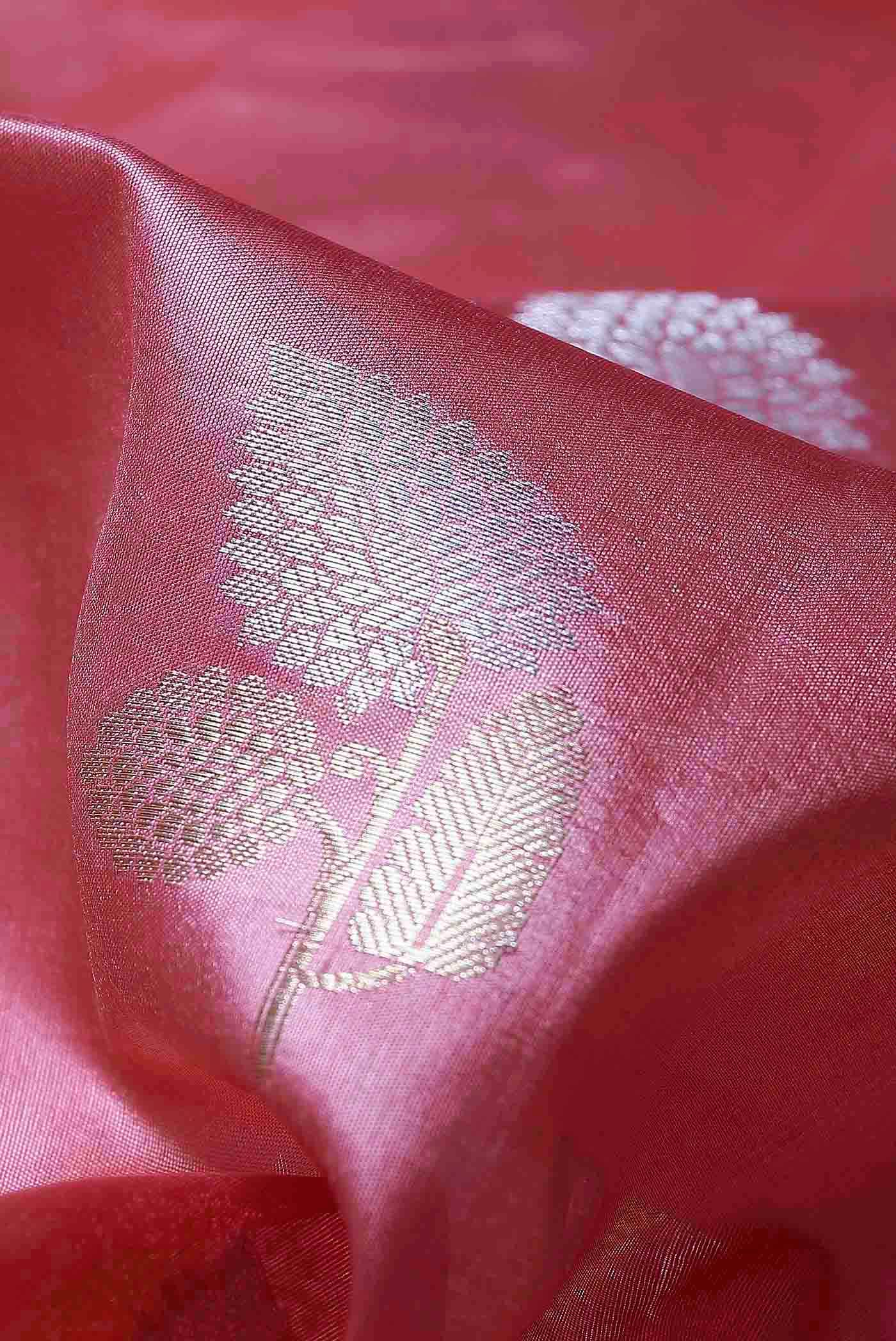 Coral Banarasi Raw Silk Saree