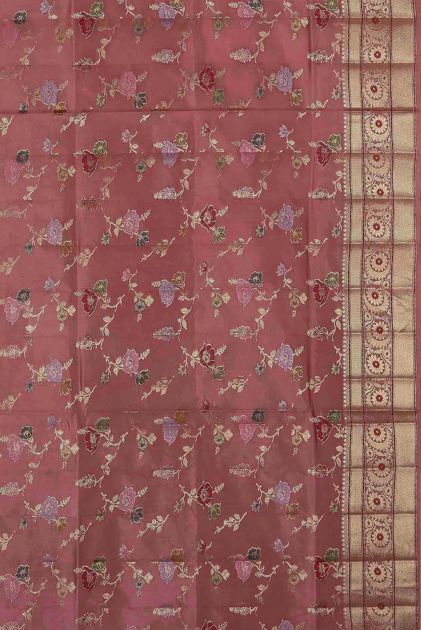 Pink Banarasi Raw Silk Saree
