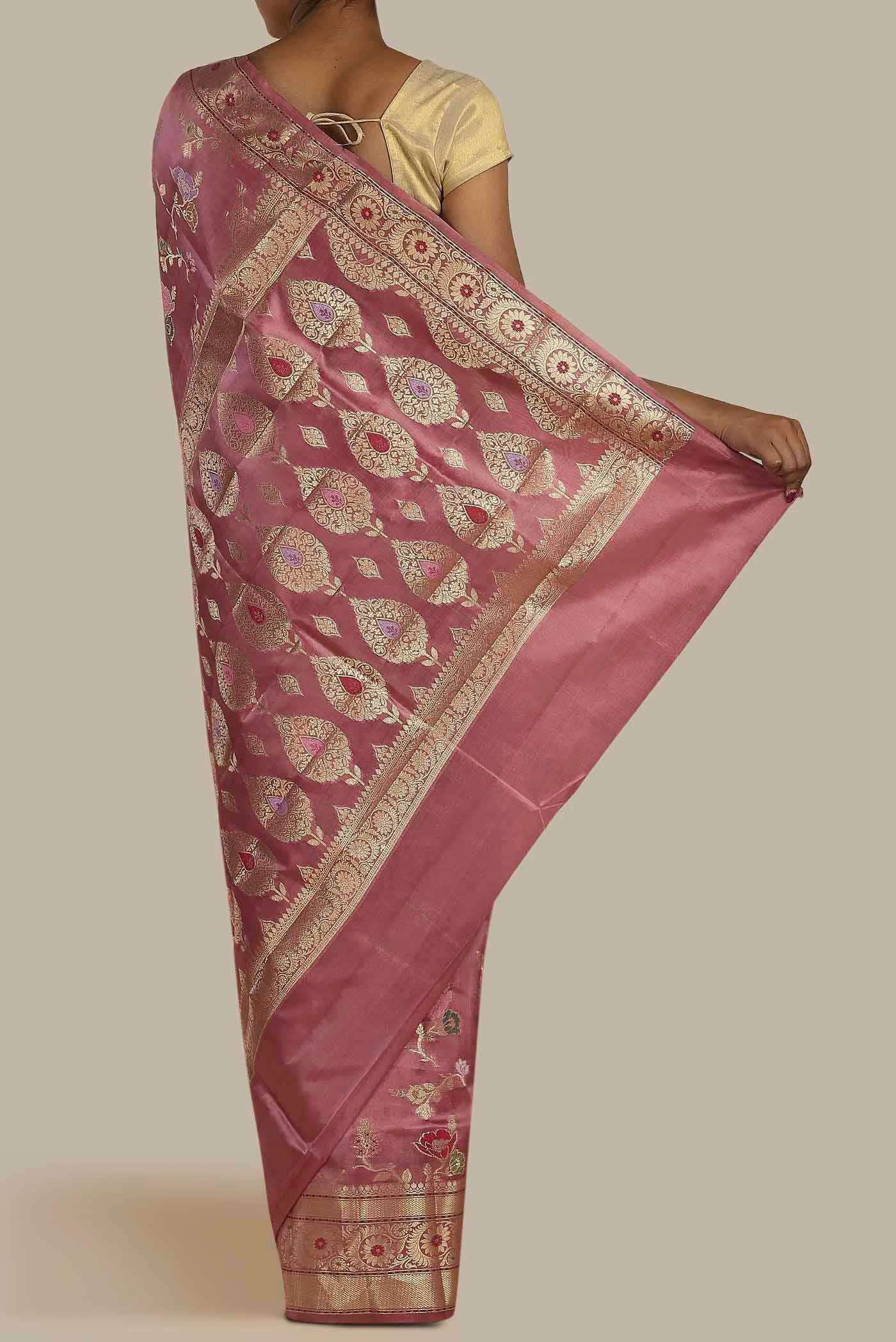 Pink Banarasi Raw Silk Saree