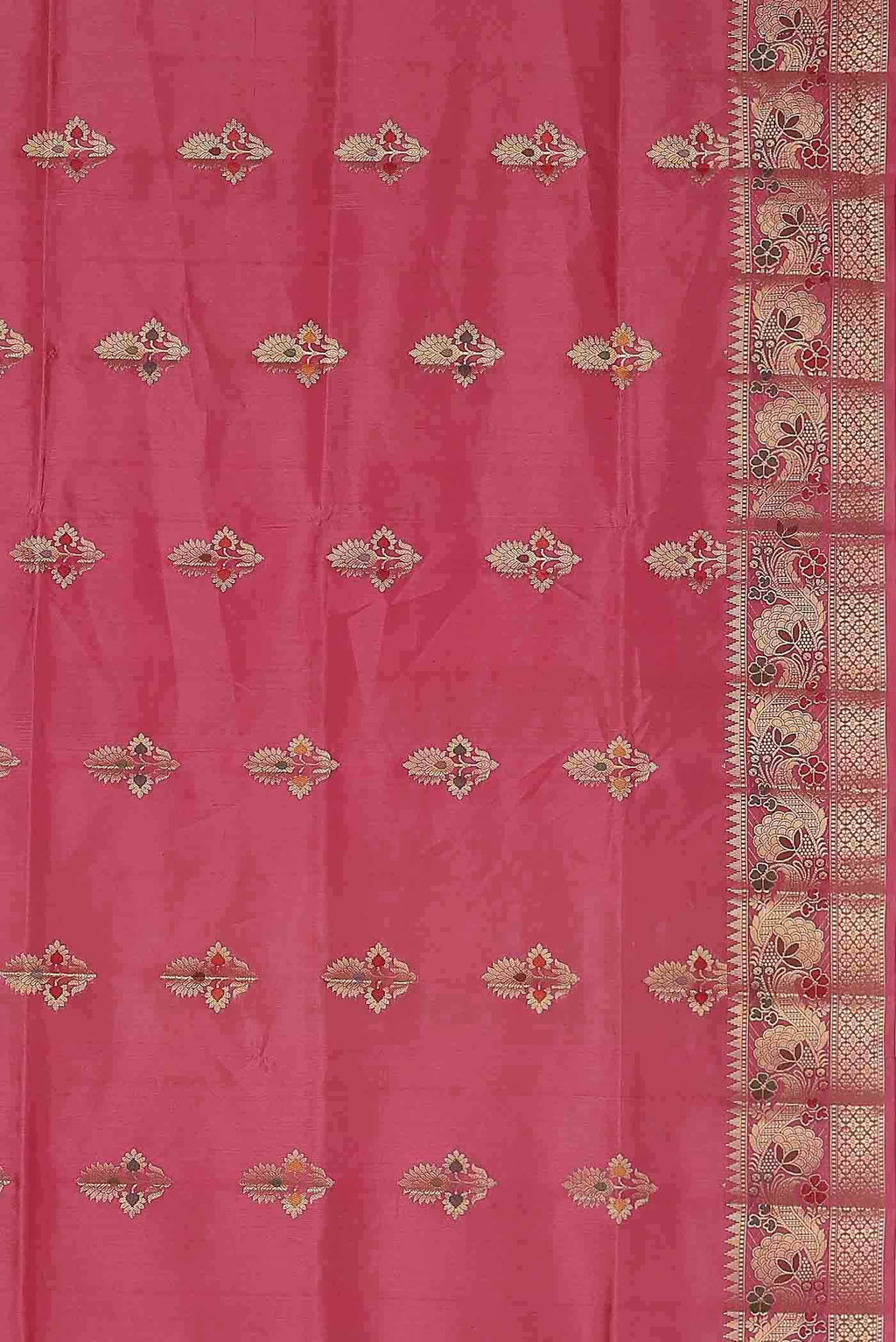 Coral Banarasi Raw Silk Saree
