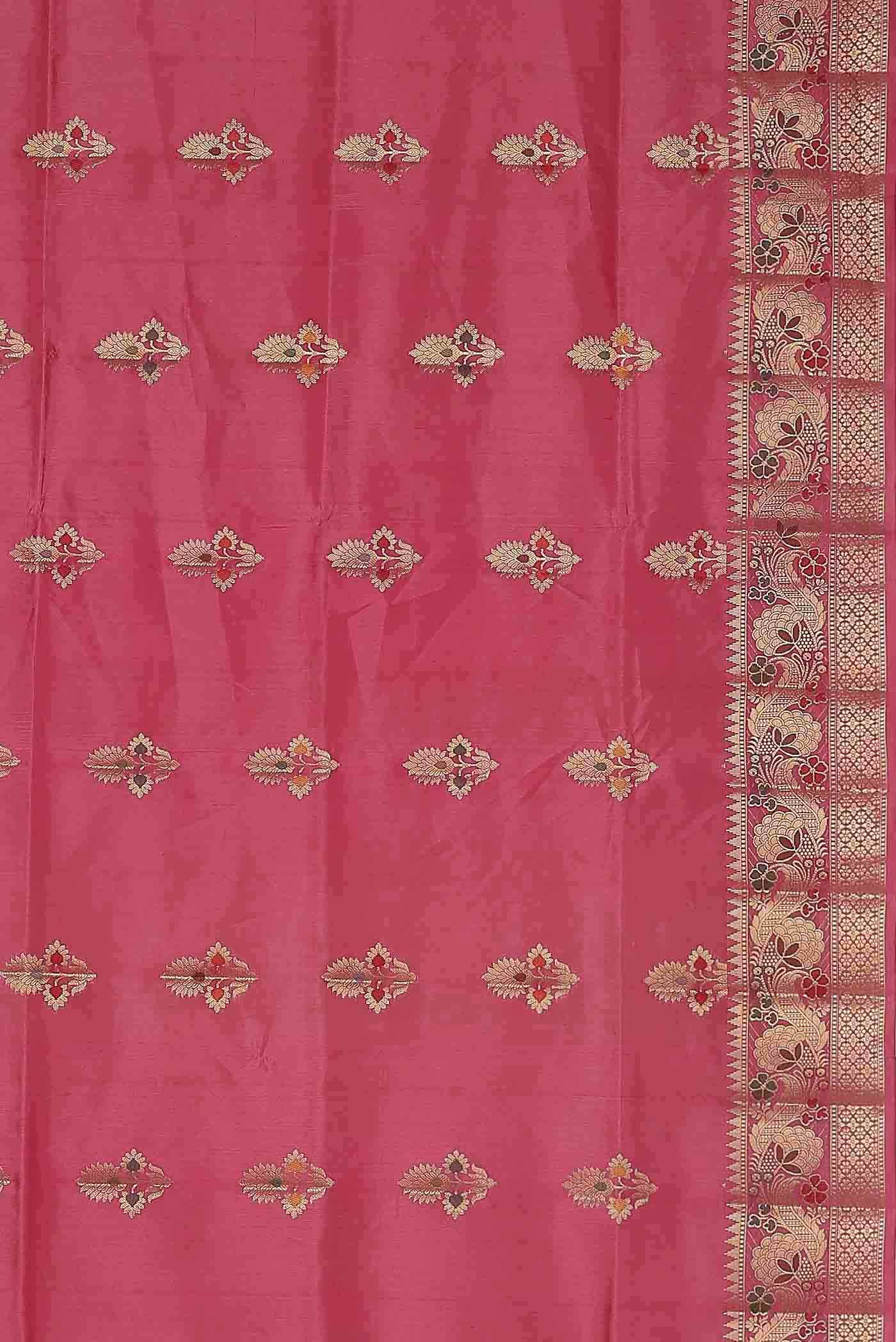 Coral Banarasi Raw Silk Saree