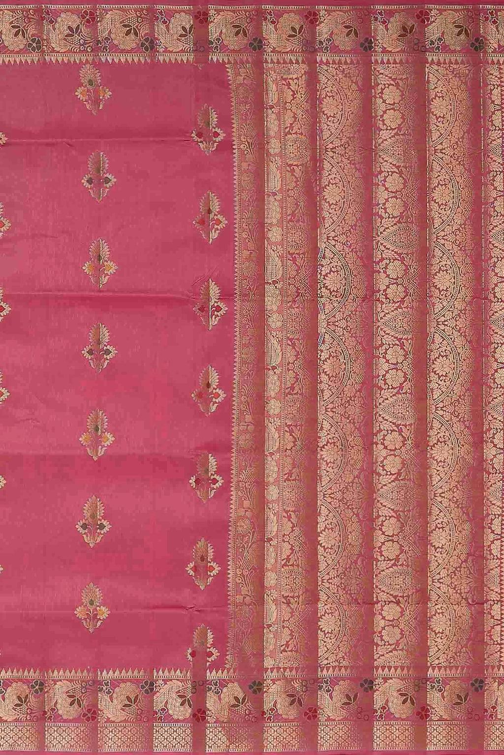 Coral Banarasi Raw Silk Saree