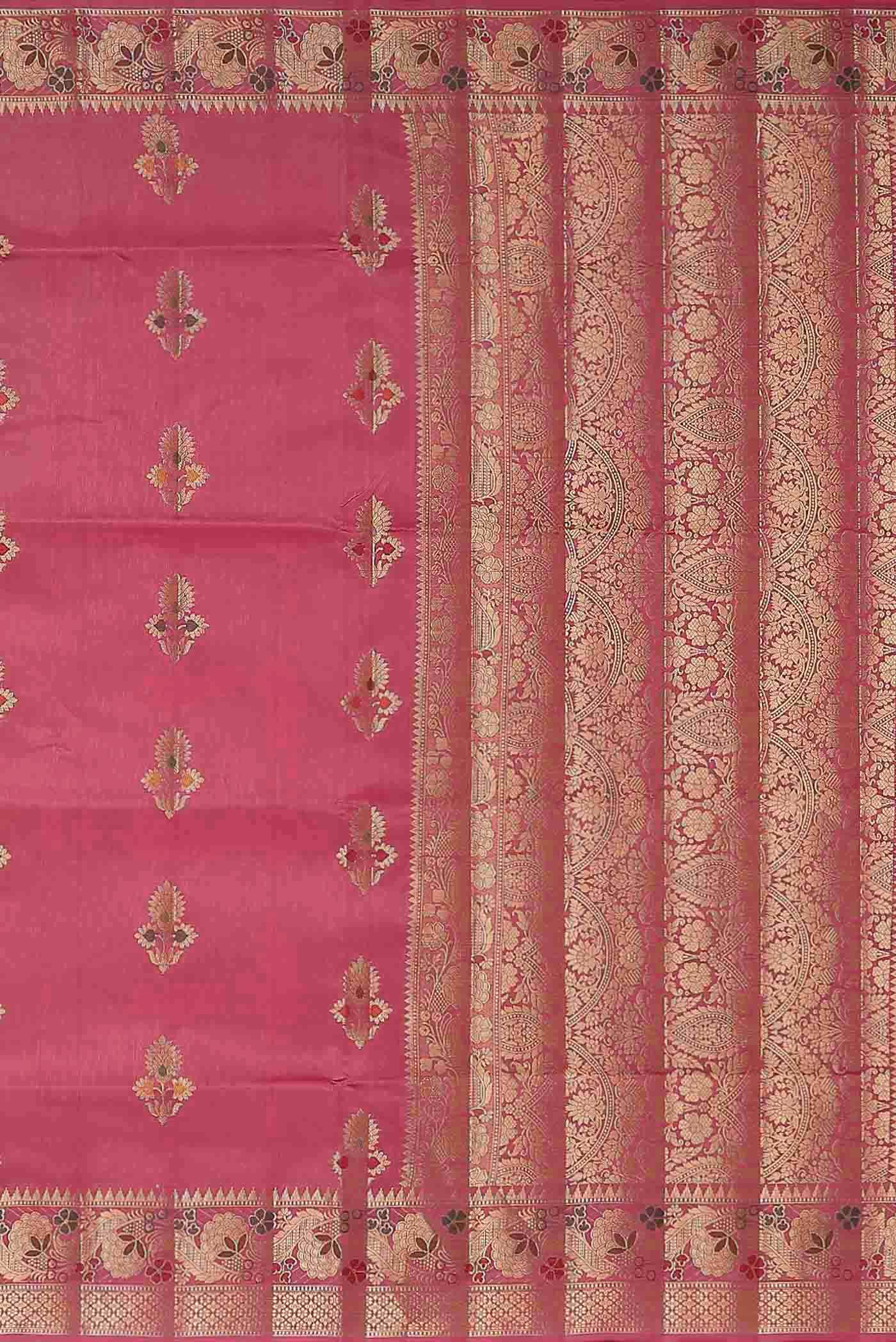 Coral Banarasi Raw Silk Saree