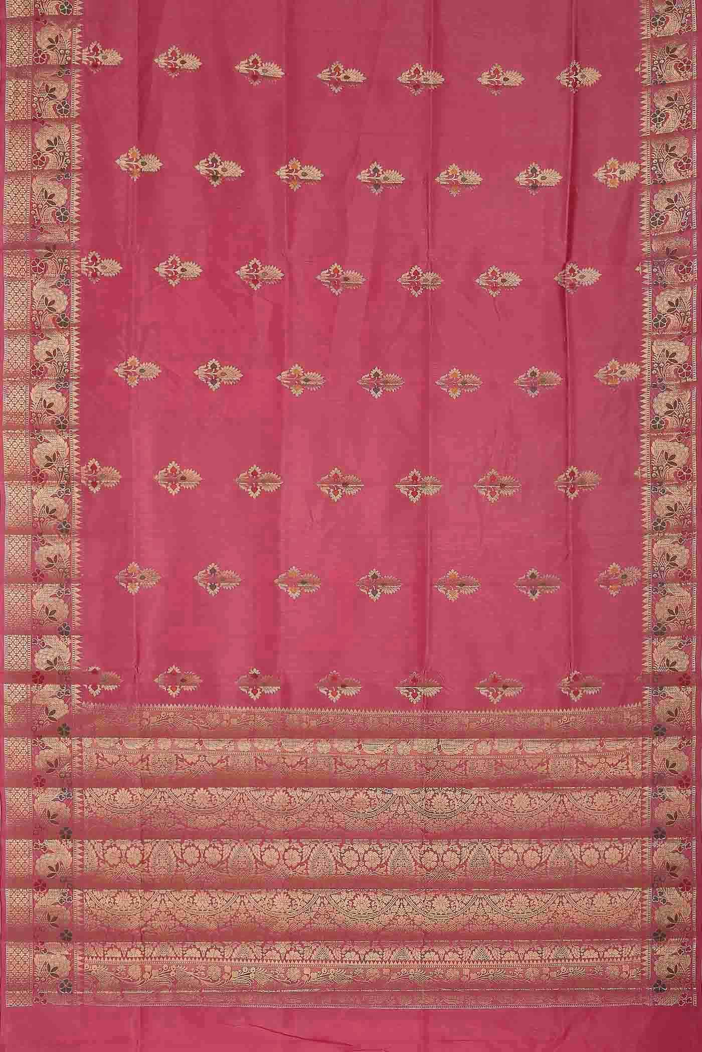 Coral Banarasi Raw Silk Saree