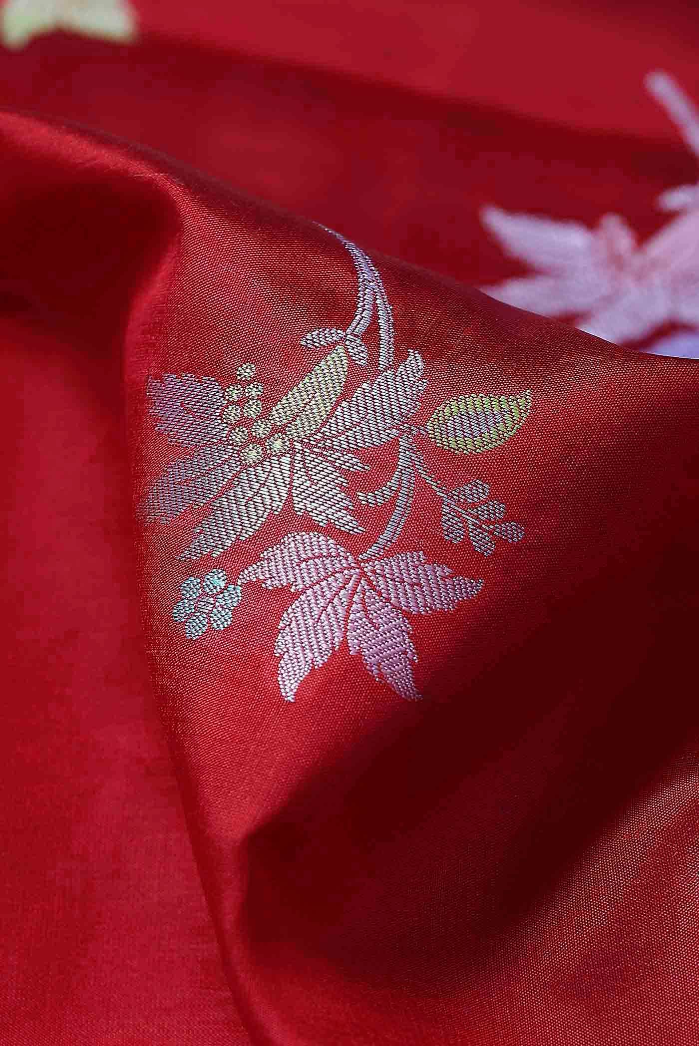 Red Banarasi Raw Silk Saree