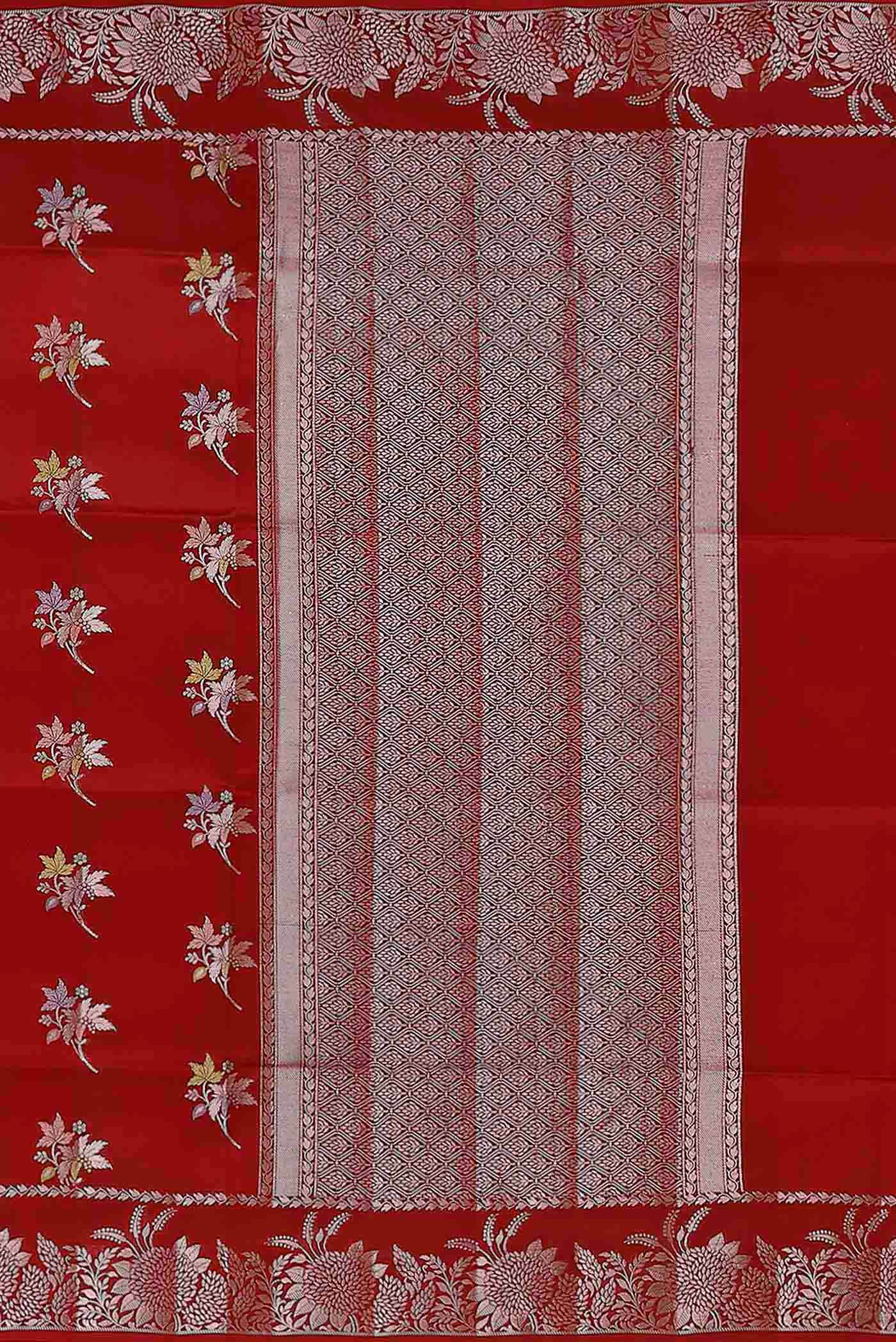 Red Banarasi Raw Silk Saree