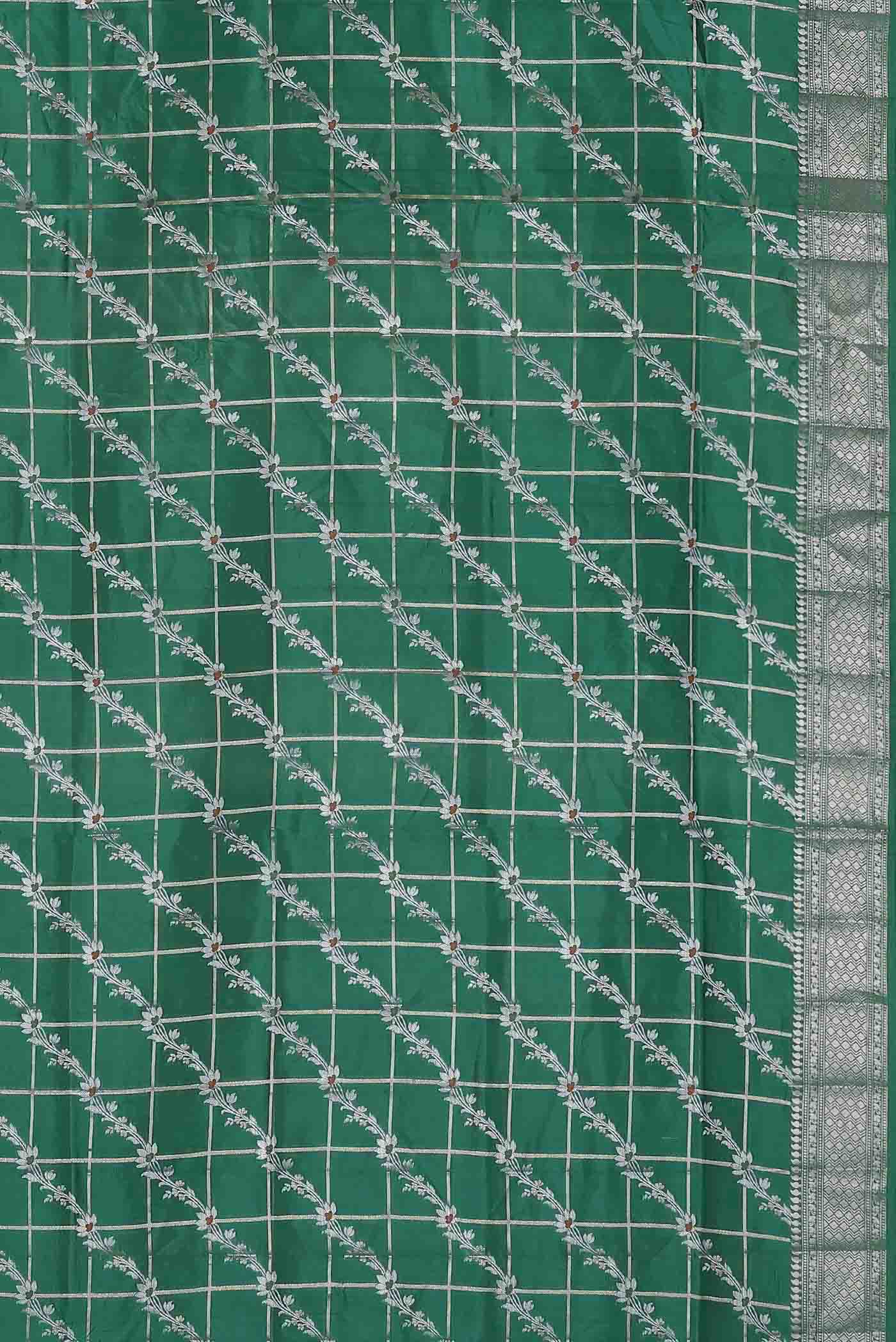 Teal Banarasi Raw Silk Saree